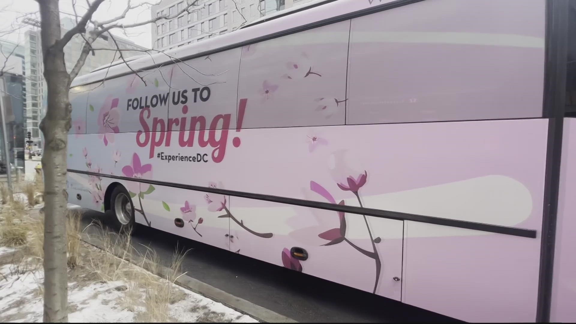 A delegation from Washington has been a 5-city bus tour aboard the 'Cherry Blossom Bus'.