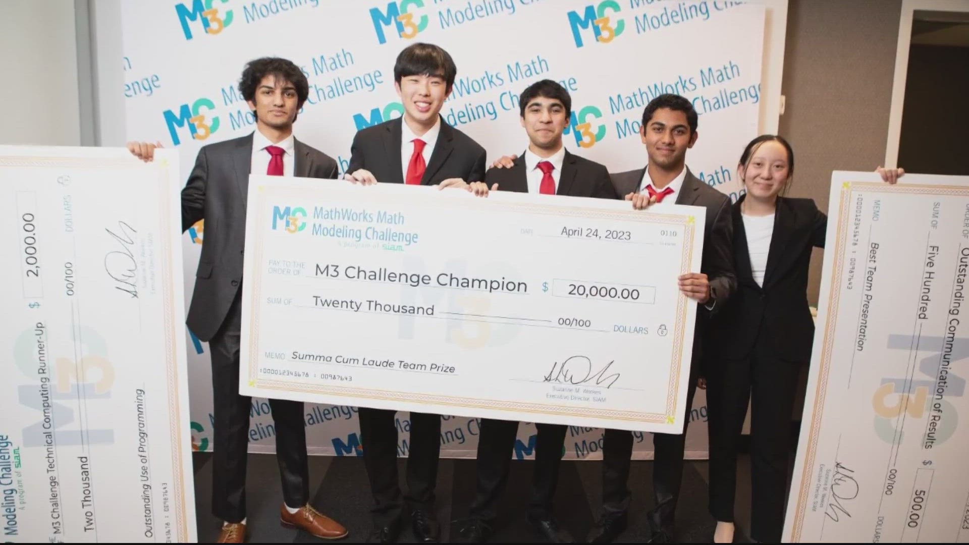 A team of local high school students won the top prize of $20,000 in a prestigious math competition.
