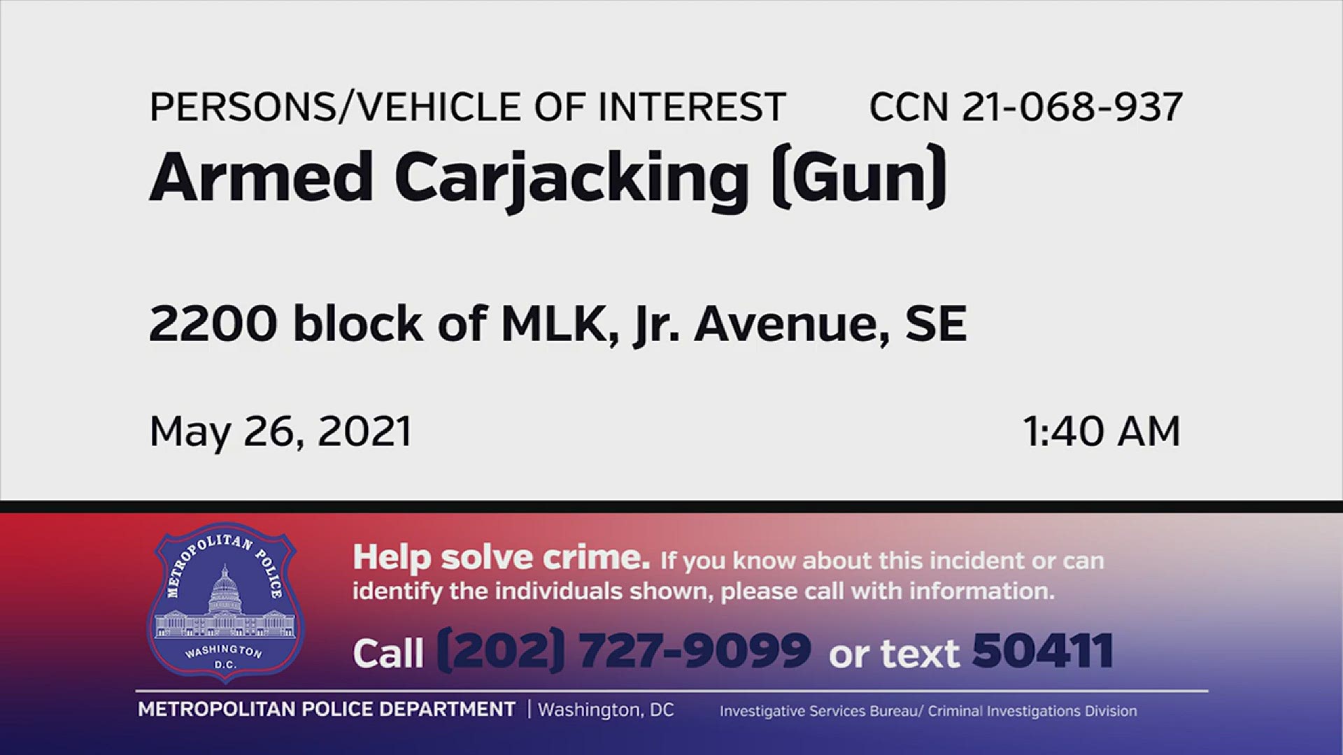 Man shot in armed carjacking in SE DC on MLK Avenue | wusa9.com