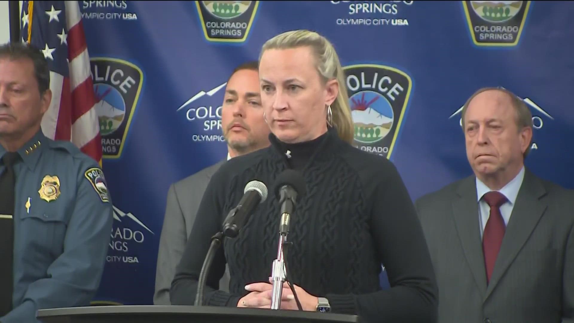 Local officials in Colorado Springs held a briefing Sunday after a 22-year-old gunman opened fire in a gay nightclub, killing five people and injuring 18.