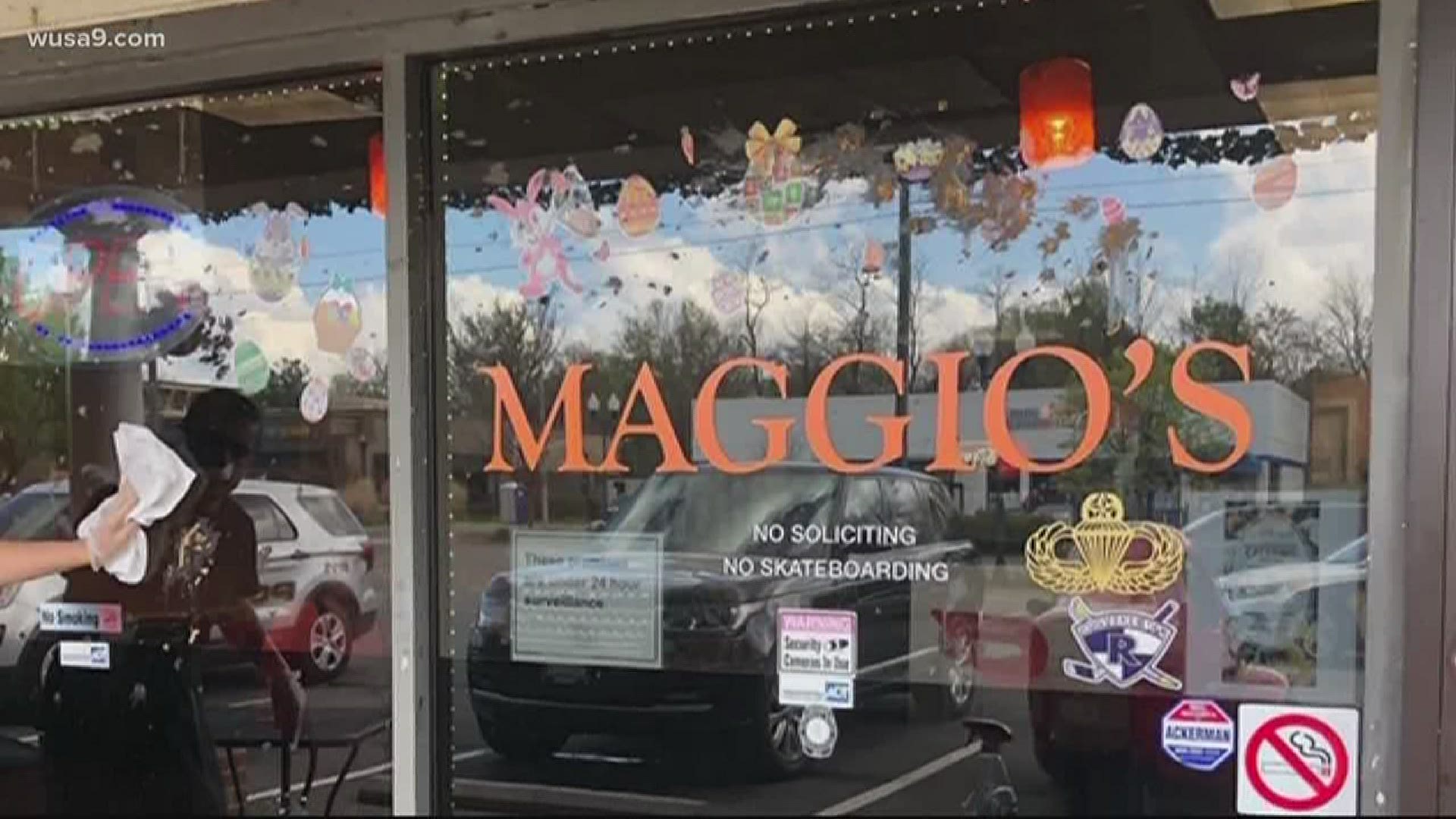 The owners of Maggios in Fairfax County say someone came into their small family business and shoved, punched, and threw food on them.