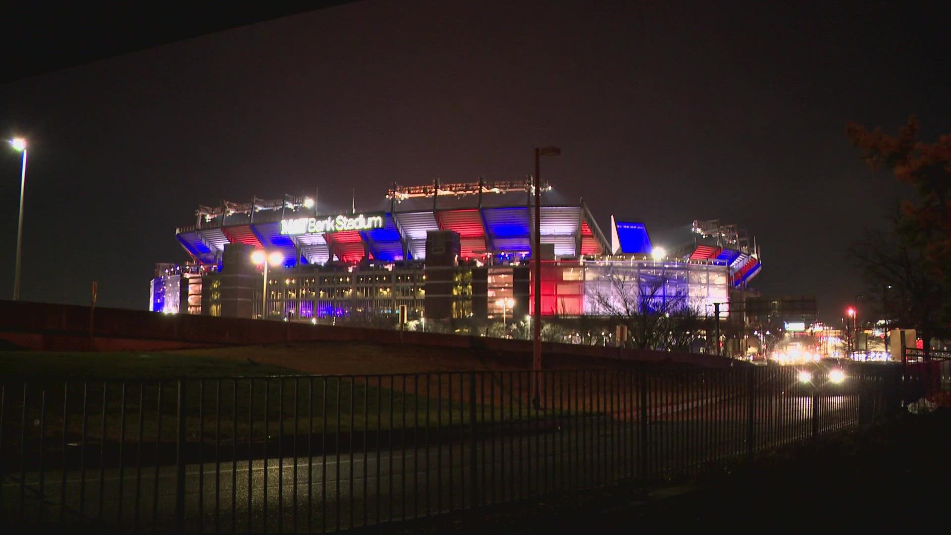 Cincinnati lights up in blue and red to support Damar Hamlin