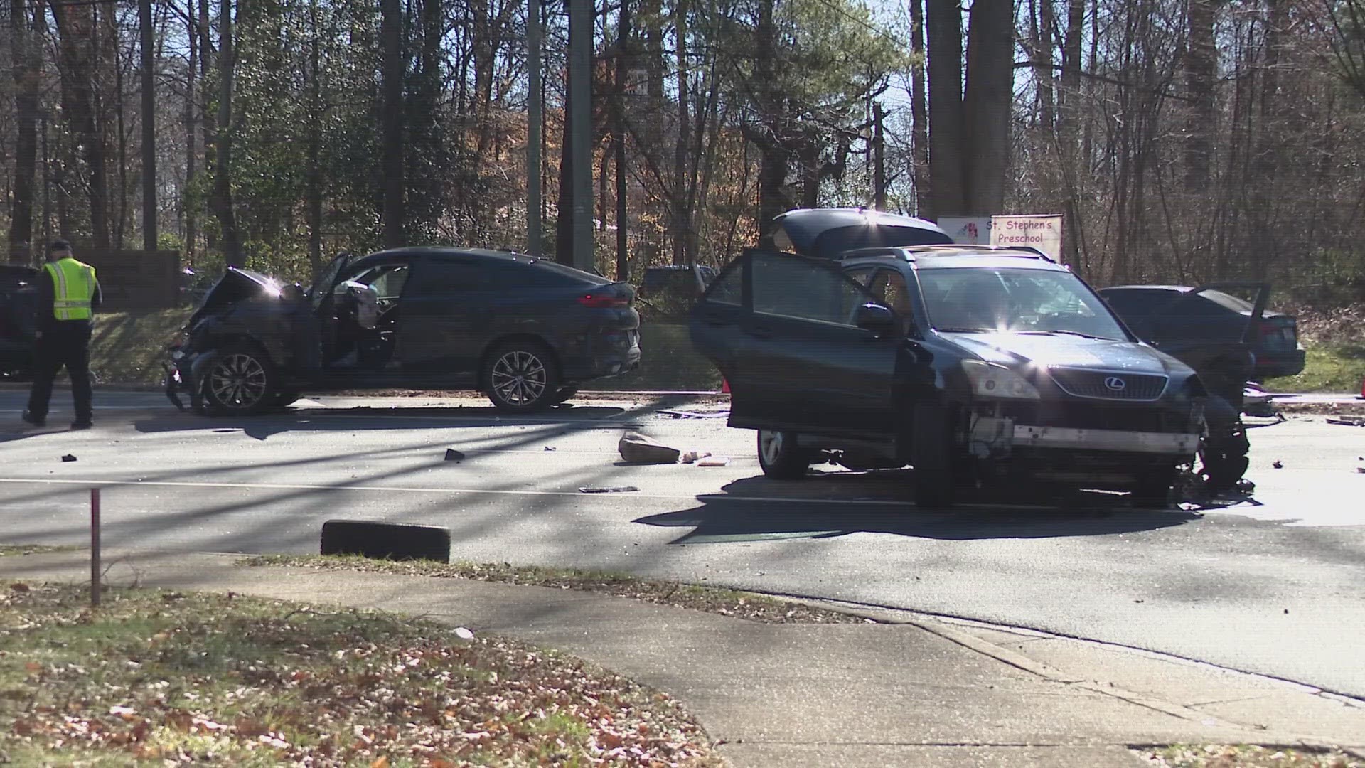 Seven people were taken to an area hospital. The crash happened at Braddock Road and Bradfield Drive in Annandale.