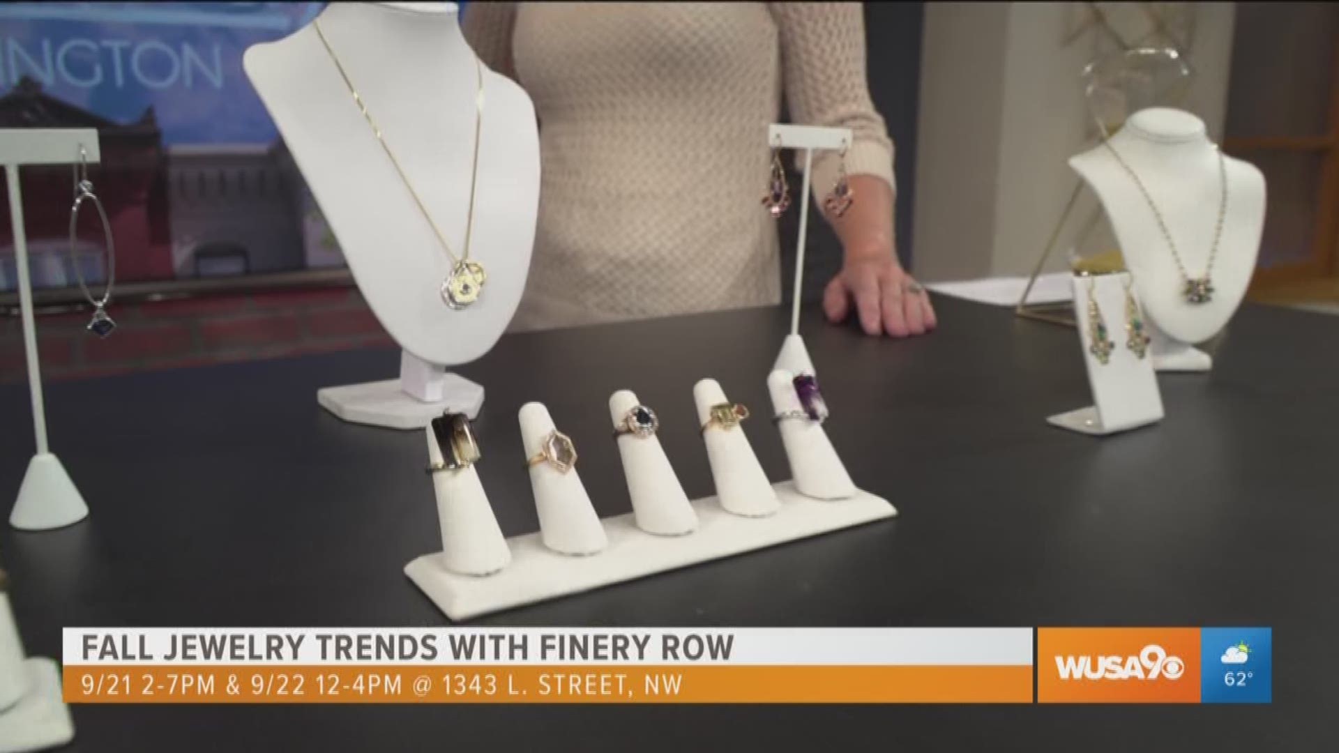 Benjamin Guttery, graduate gemologist shows us gorgeous jewelry pieces from Finery Row. On Sept. 21 & 22, Finery Row will host a pop-up shop at 1343 L St. NW.