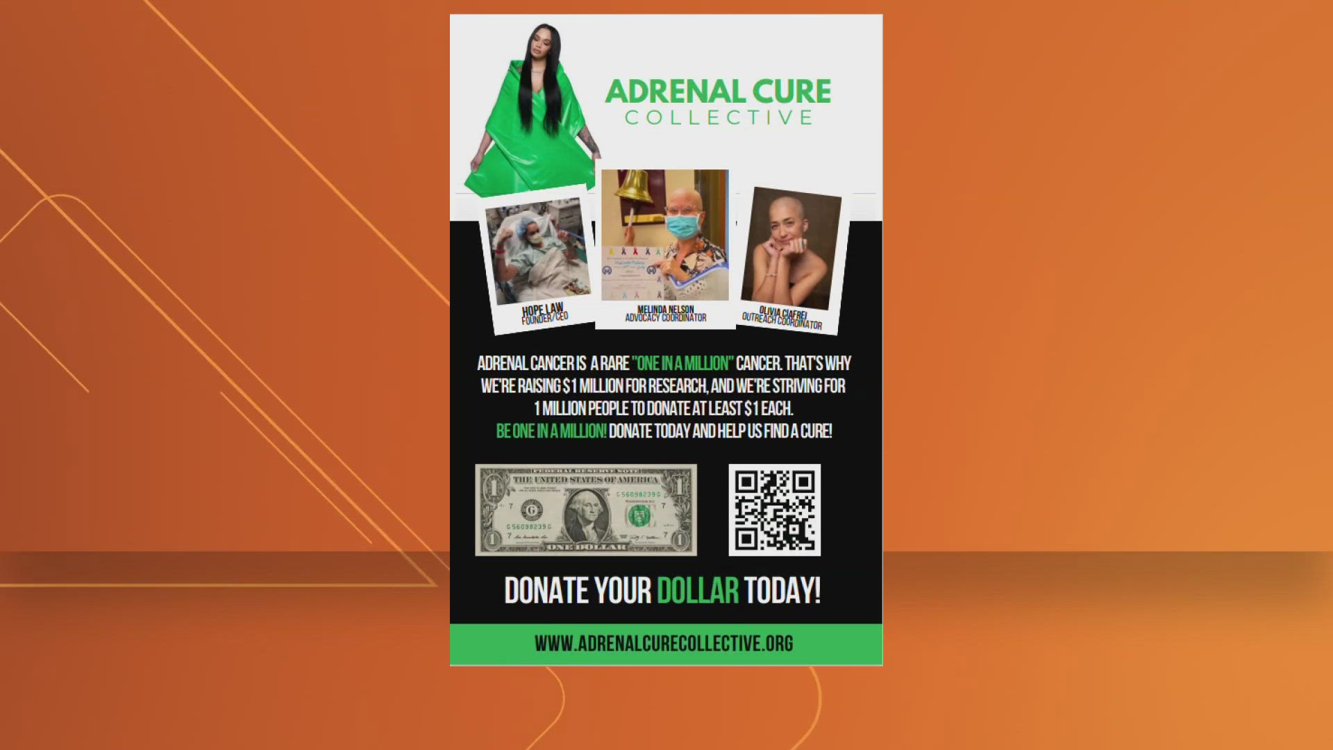 Hope Law survived adrenal cortical cancer, which affects about one in a million each year. Now, she's trying to raise a million dollars for more research.