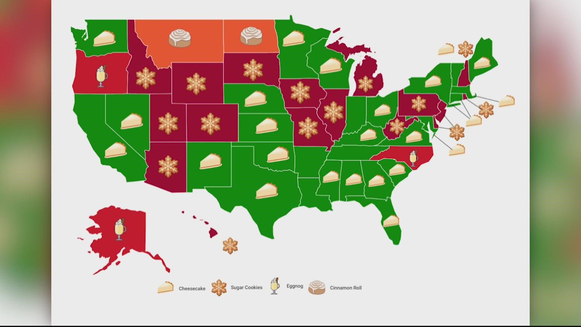 Nationwide, cheesecake topped the list of favorites.
But this survey also ranked treats, state by state.