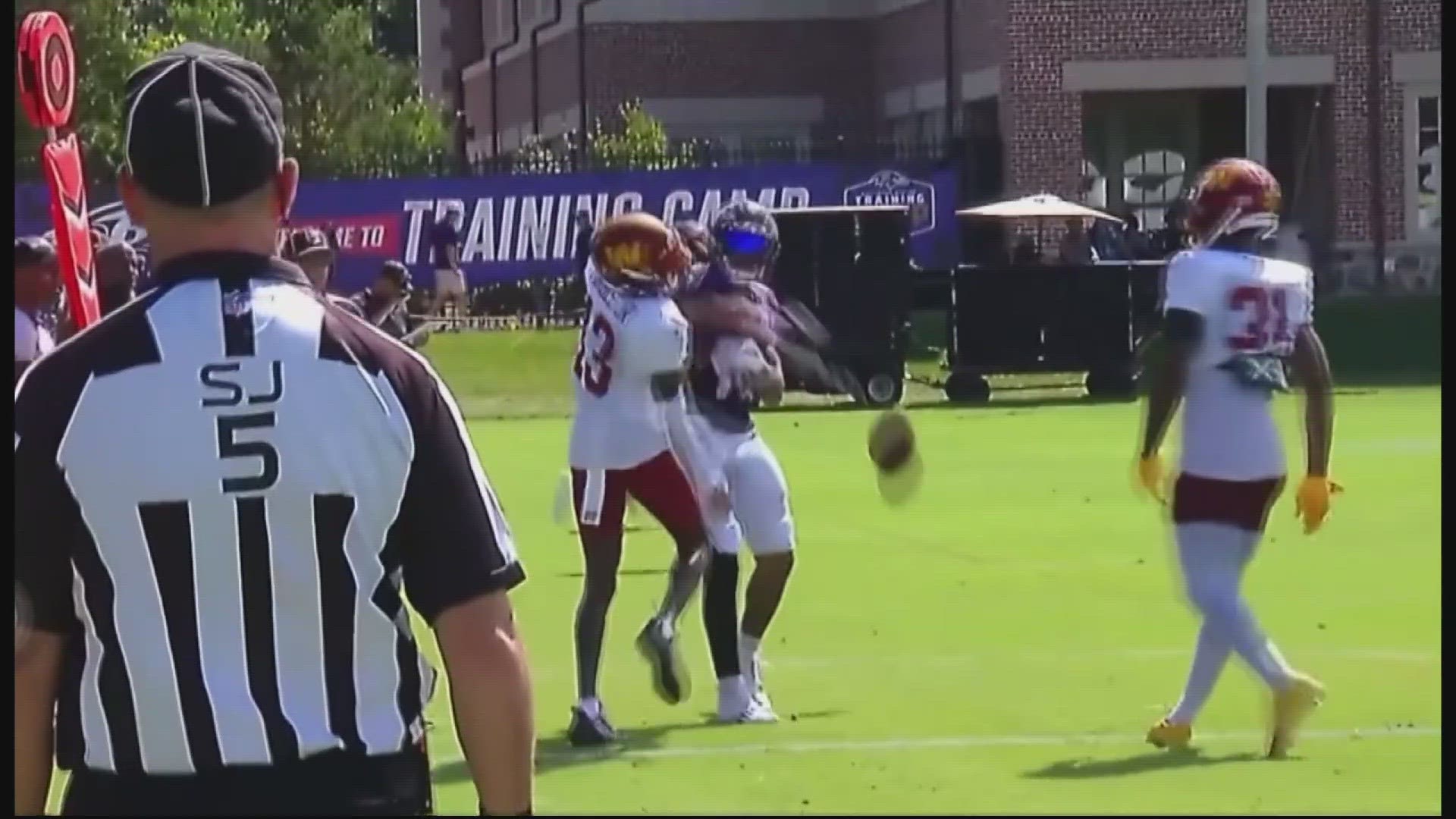 A fight broke out at the Commanders and Ravens joint practice today.