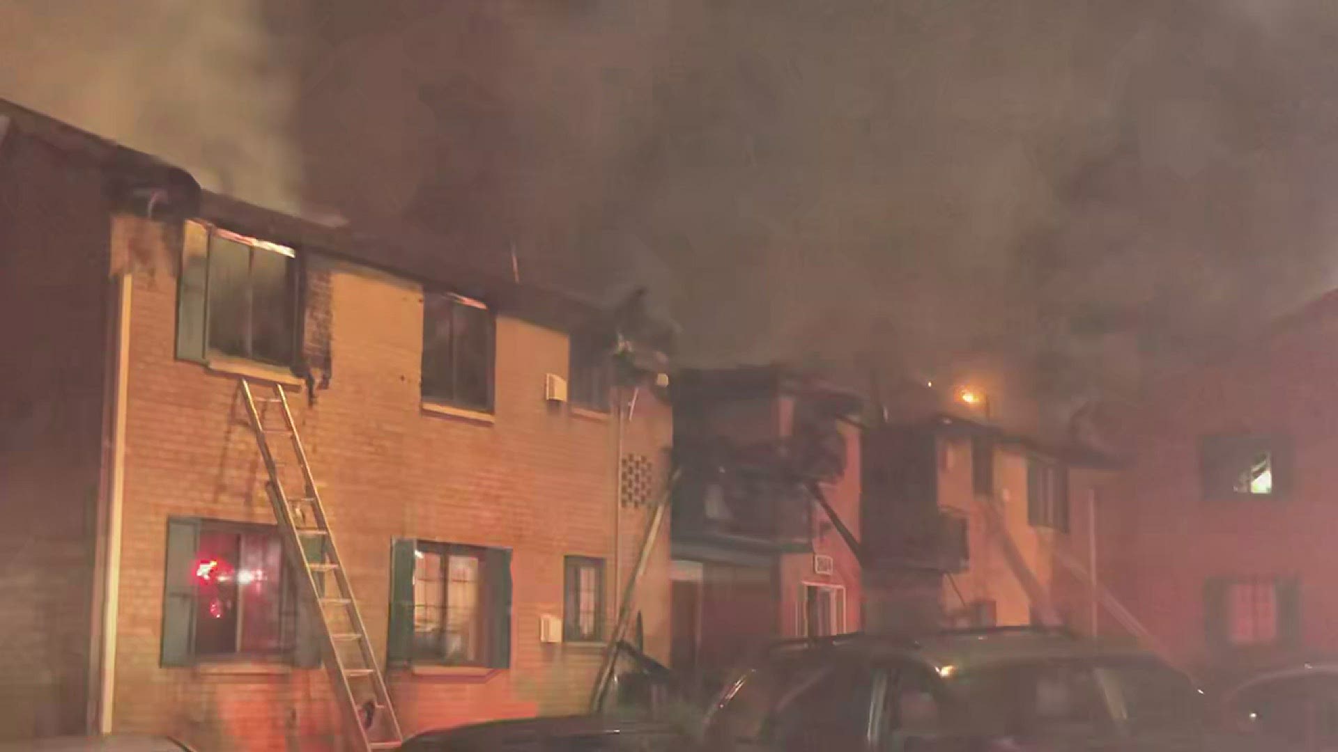 A total of 45 adults, 30 kids and 4 dogs are displaced after an apartment fire in Landover Hills, Md. Thursday morning.