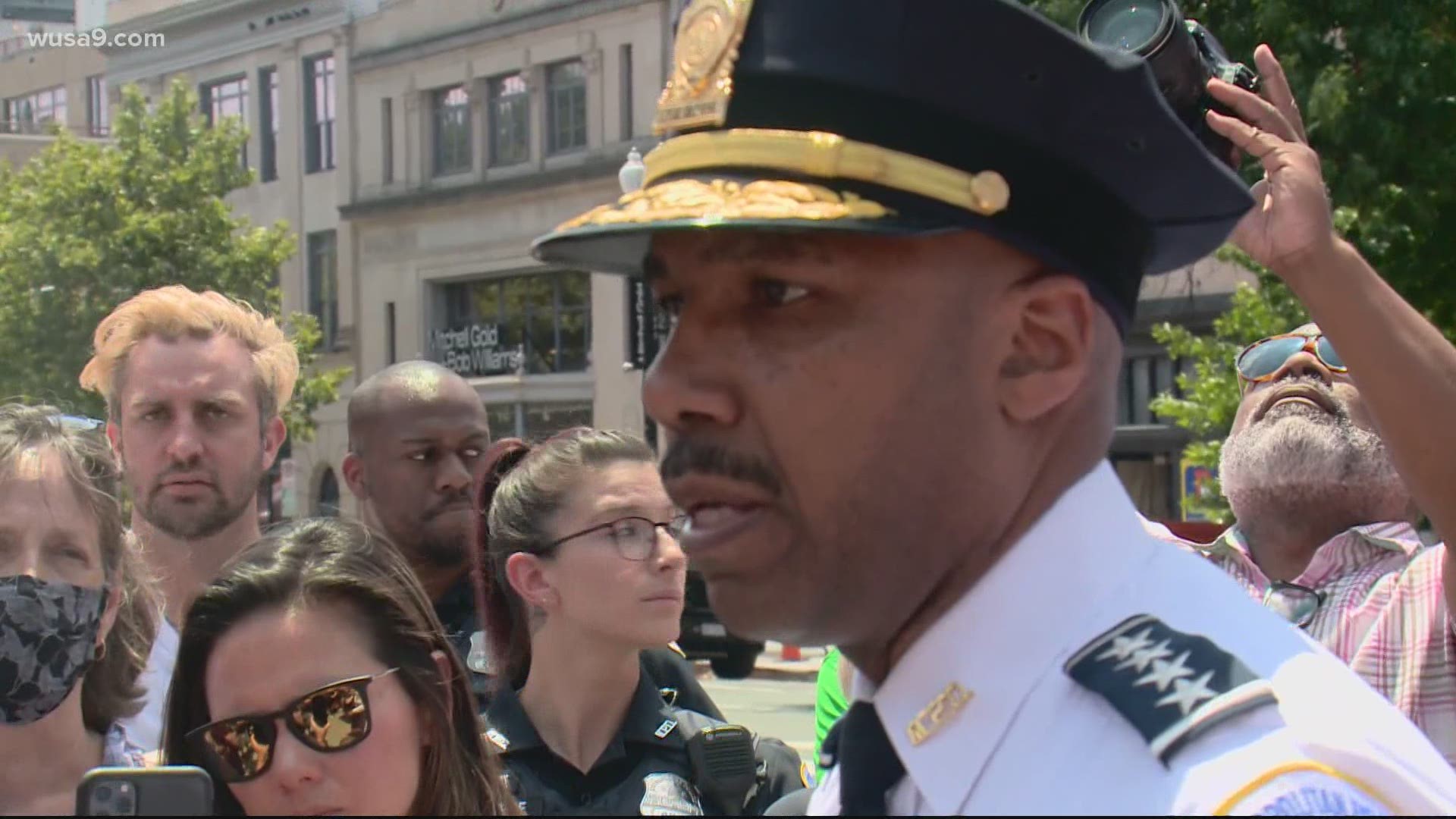 DC Police Chief Contee provides updates on the shooting at 14th St. and Riggs St. NW.