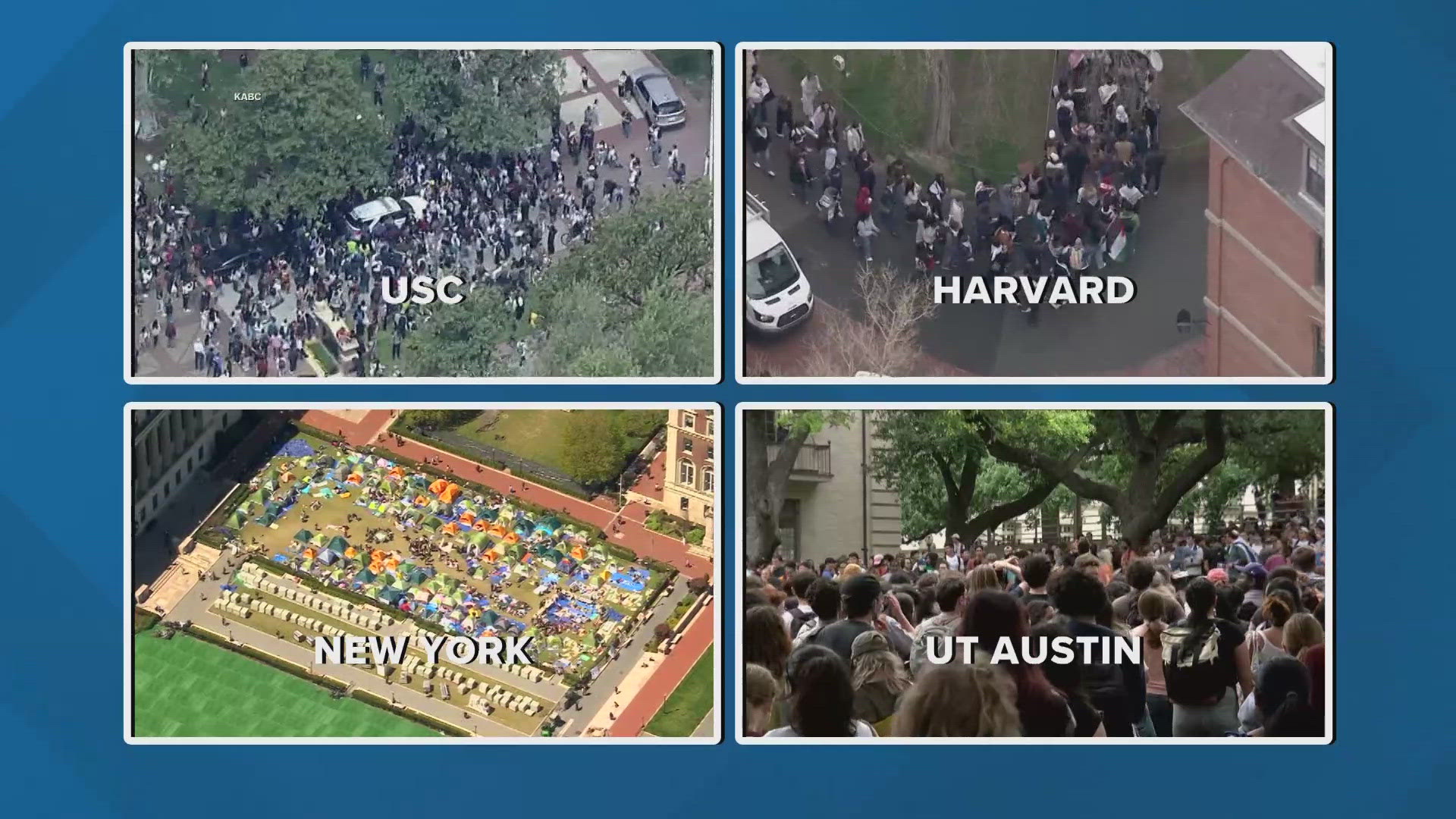 Massive protests on college campuses across the country calling for the end of US support for Israel.