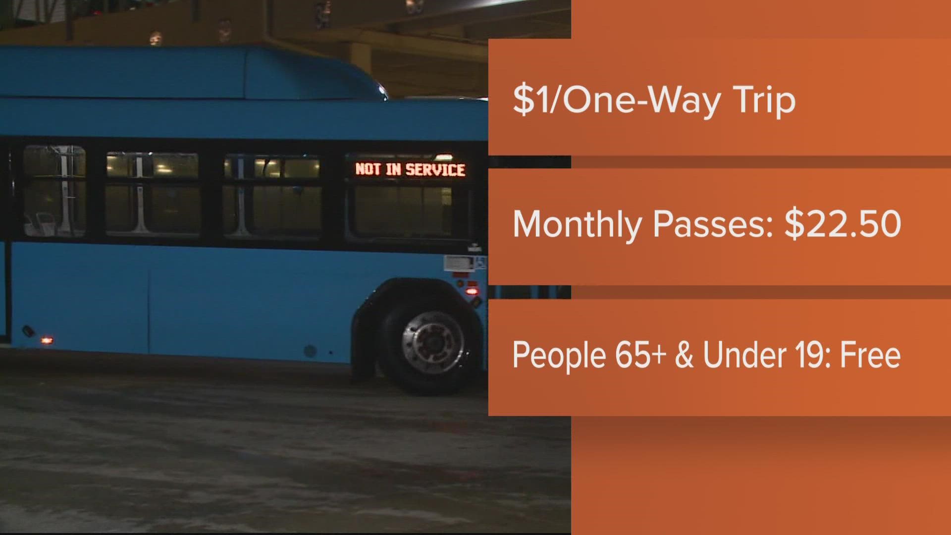 Passengers will have to pay $1 to board the Montgomery County ride bus.