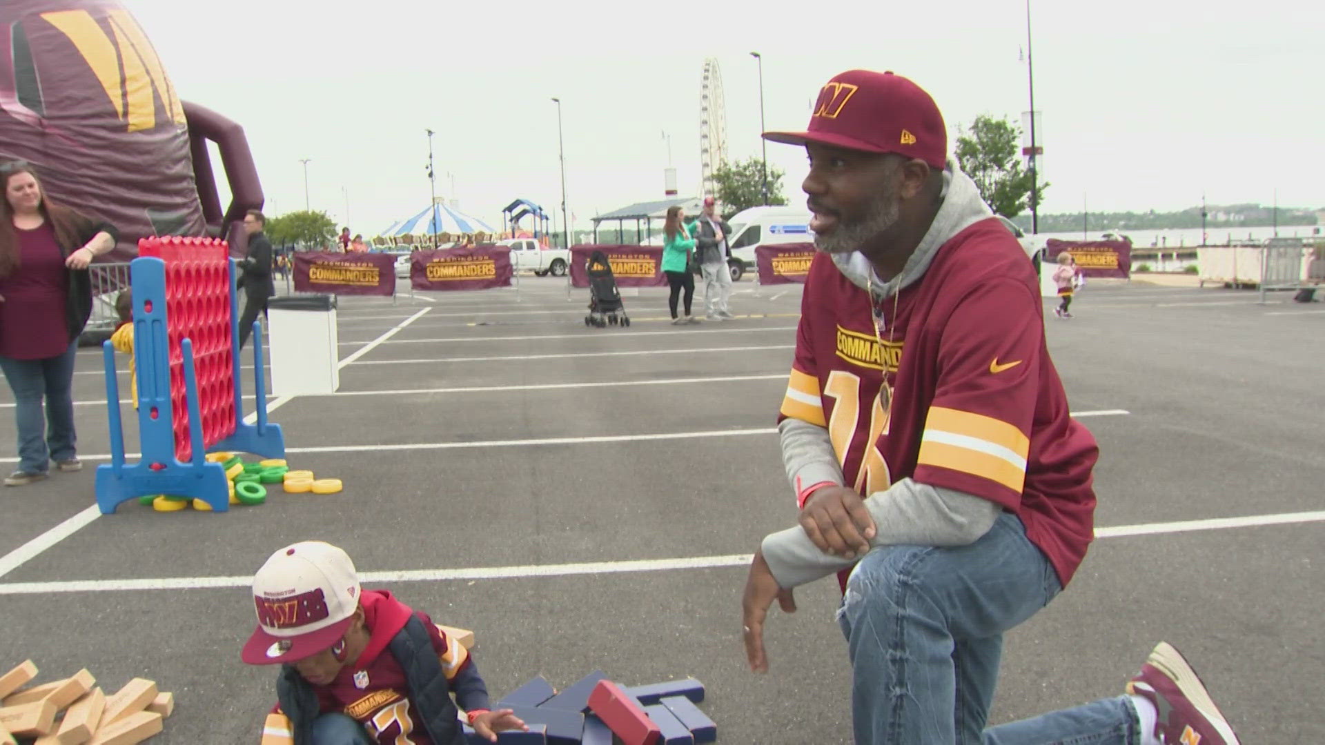 Thousands of Washington Commanders fans converged on National Harbor in Prince Georges County Saturday afternoon.