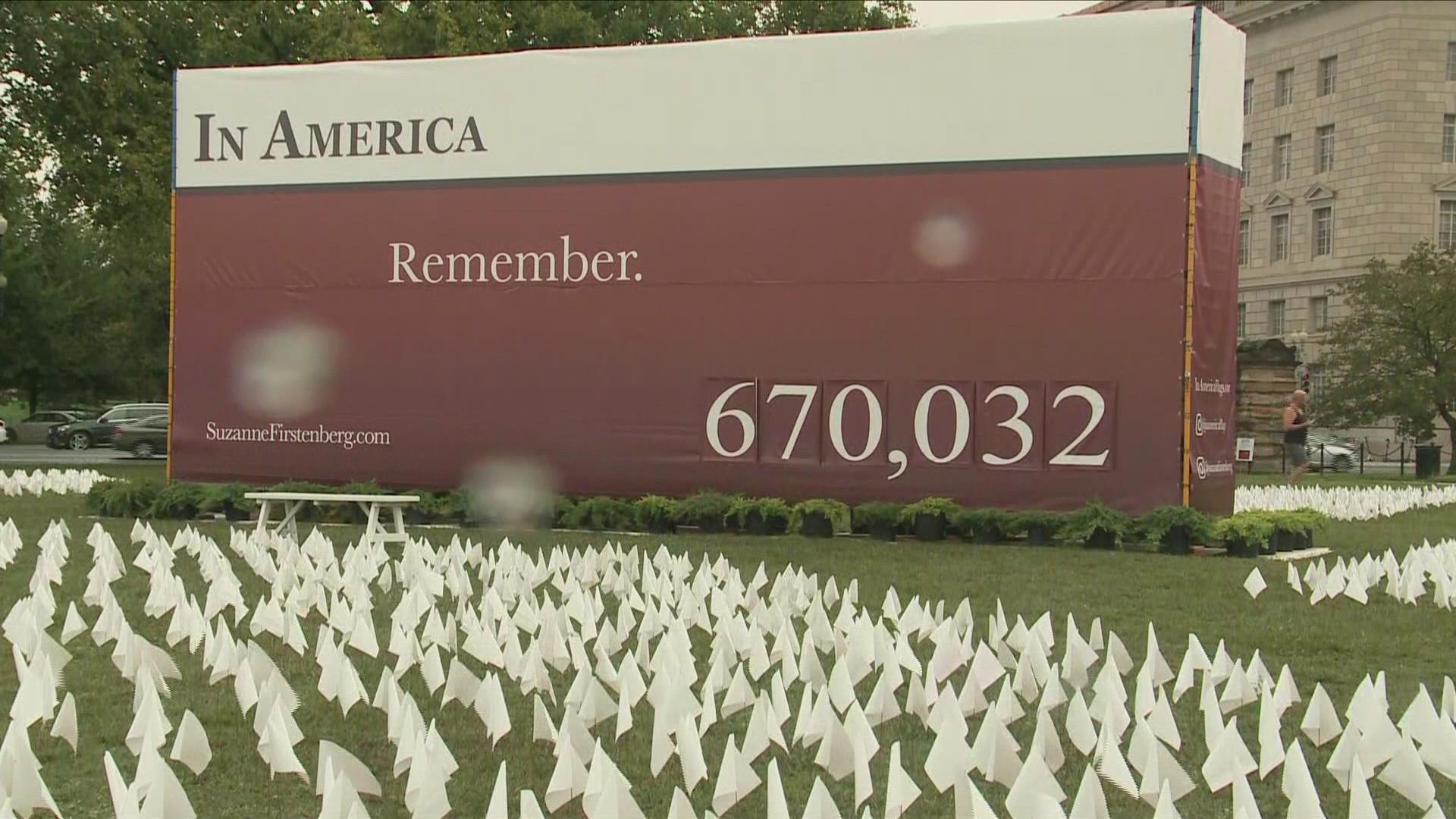 Artist Suzanne Brennan Firstenberg installs 660,000 white flags in reflection on the toll that the pandemic has had on our country.