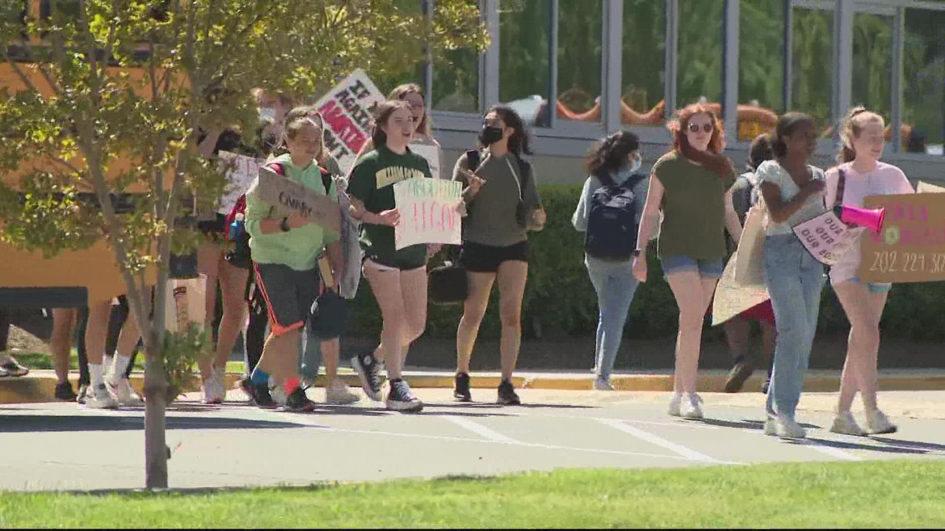 Students from 45 different schools across Virginia walkout in support of abortion access.