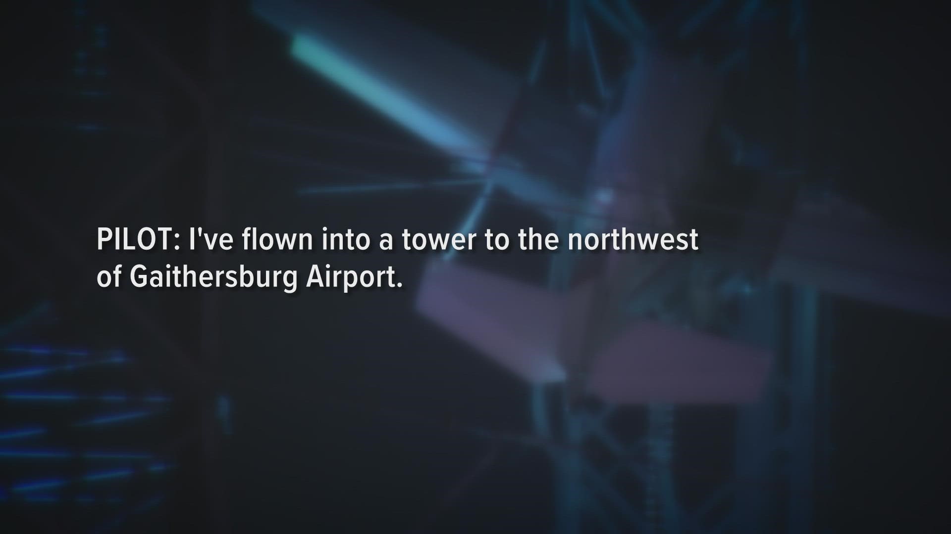 "We could slip out of this tower and go tail-first to the ground and that would not be a survivable distance," the pilot said when calling for help.