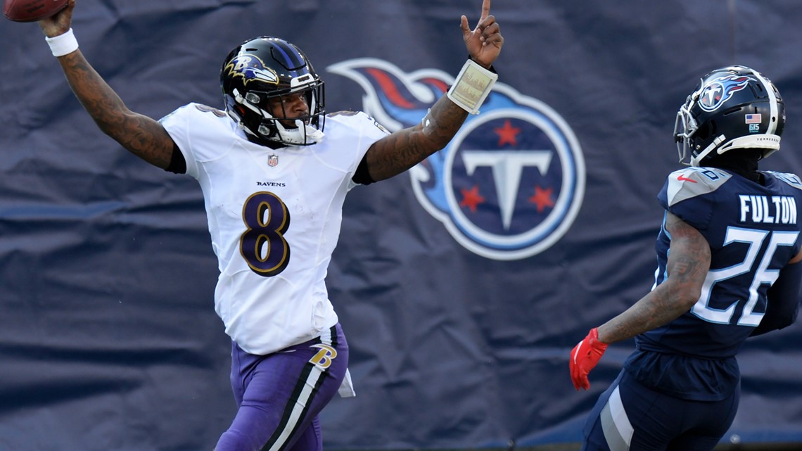 Watch Ravens dance on Titans logo after game-winning interception