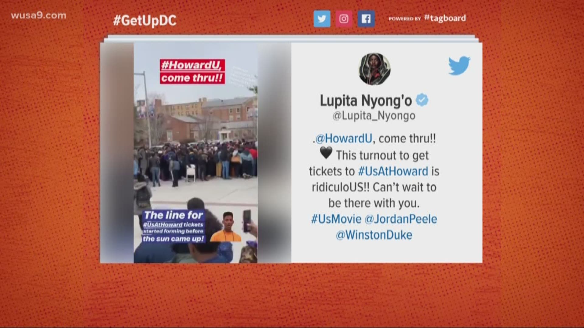 Lupita Nyong'o tweets photo of Howard University students standing in line to get tickets to the screening of Us movie.