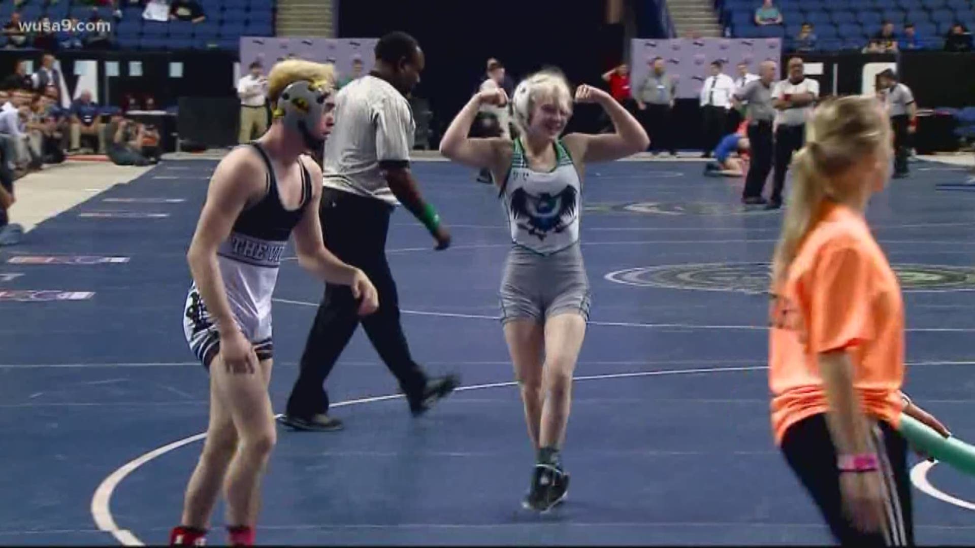 Heaven Fitch became the first girl in North Carolina high school history to win an individual state wrestling title.