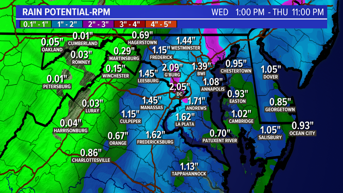DC, Maryland, Virginia Weather Forecast Today