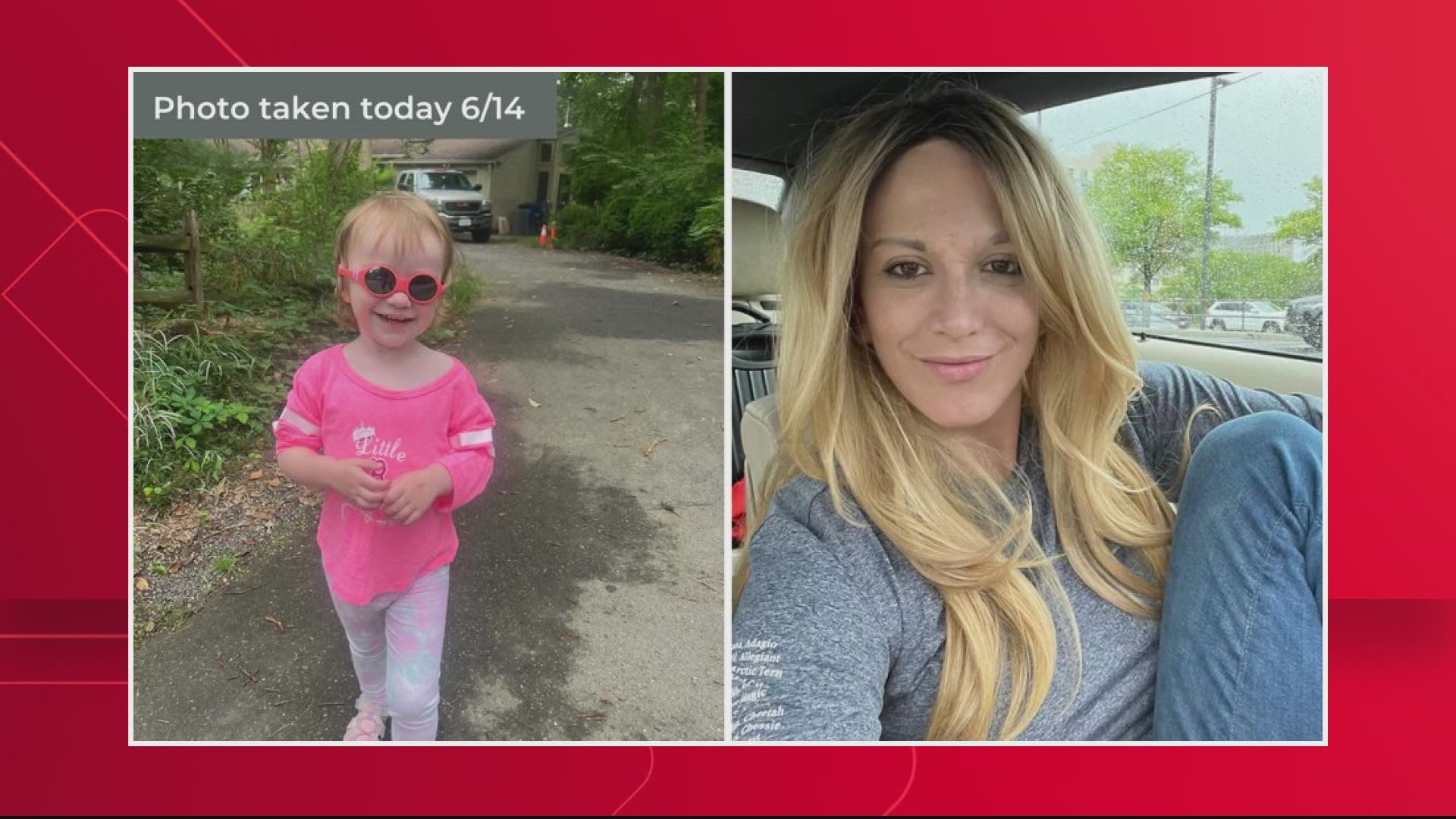 Officers say Amelia was taken by her mother, 35-year-old Catherine Kraus. Catherine is known to wear wigs or may be bald.