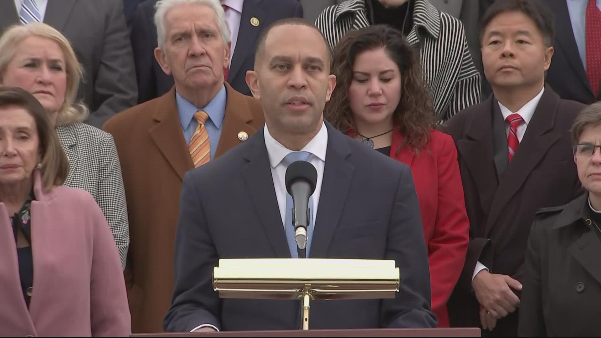 Members of the House of Representatives held a 140-second moment of silence in front of the U.S. Capitol to acknowledge the 140 officers seriously injured.