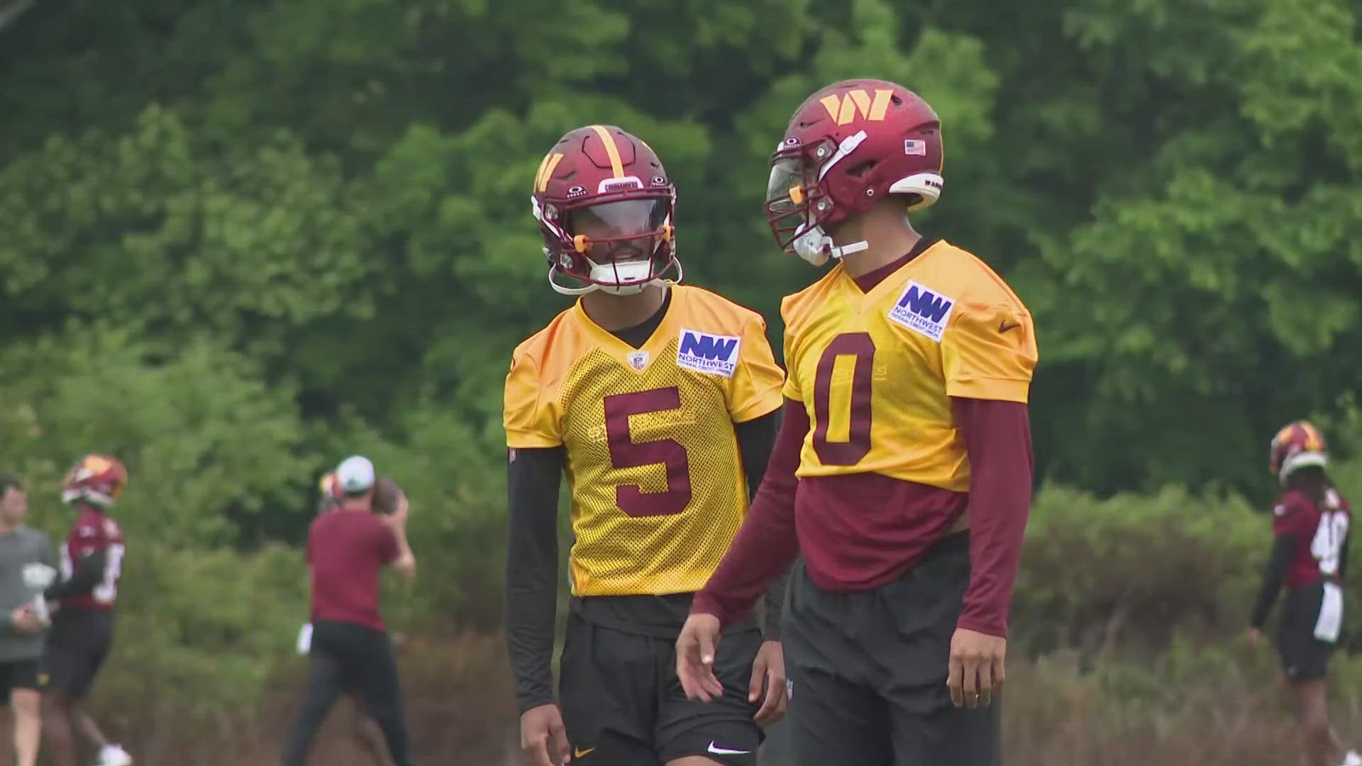 Organized team activities, or OTAs, kicked off Tuesday for the Washington Commanders. The buzz is still loud around quarterback Jayden Daniels.
