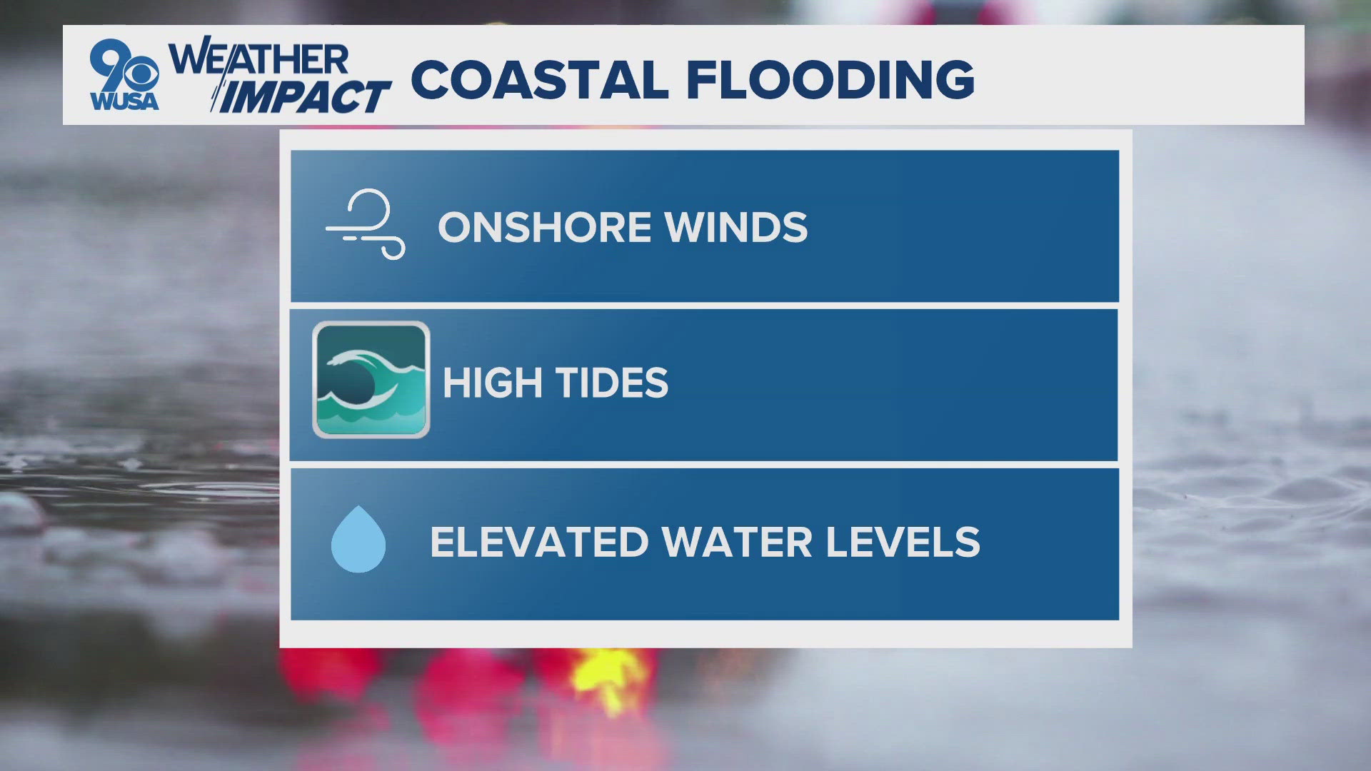 There's a coastal flood warning in effect for parts of the DMV.