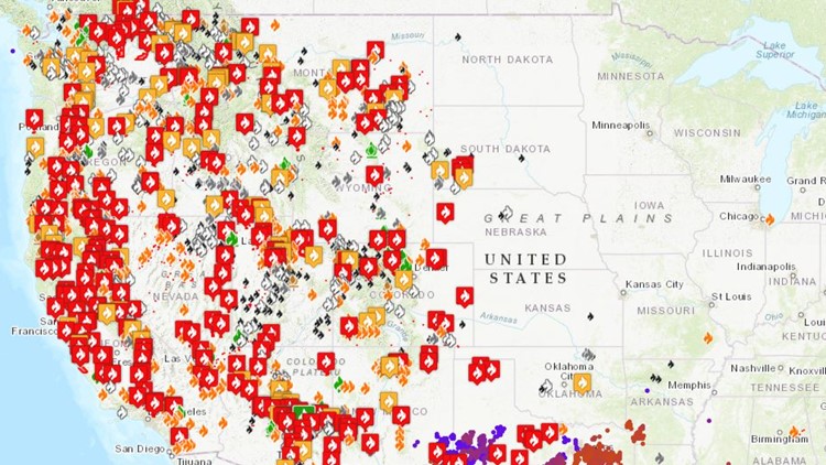 West coast wild fires map, do the wildfires stop in Canada? | wusa9.com