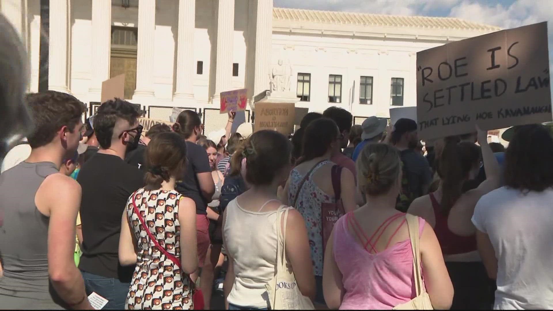 Several yelling matches broke out between supporters of both sides of the abortion rights issue and at least two people were arrested.