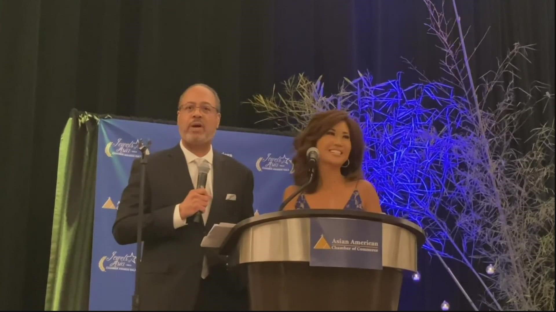 Hosts from WUSA9's 'Get Up DC' emcee Asian American Chamber of Commerce  awards in Hanover