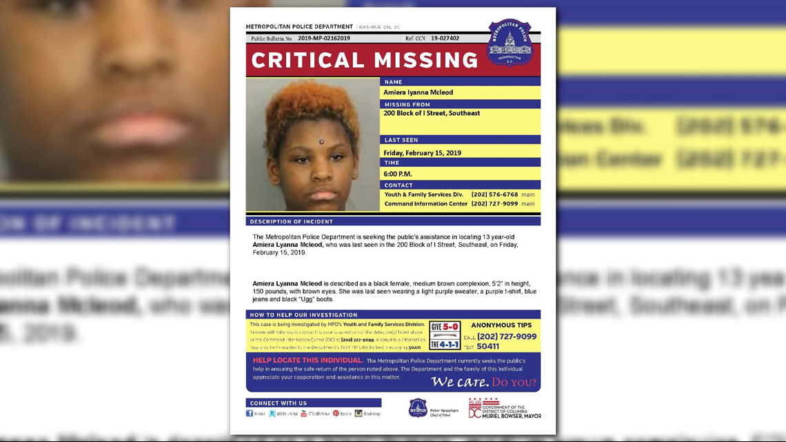 D.C. Police in search of missing 13-year-old girl | wusa9.com