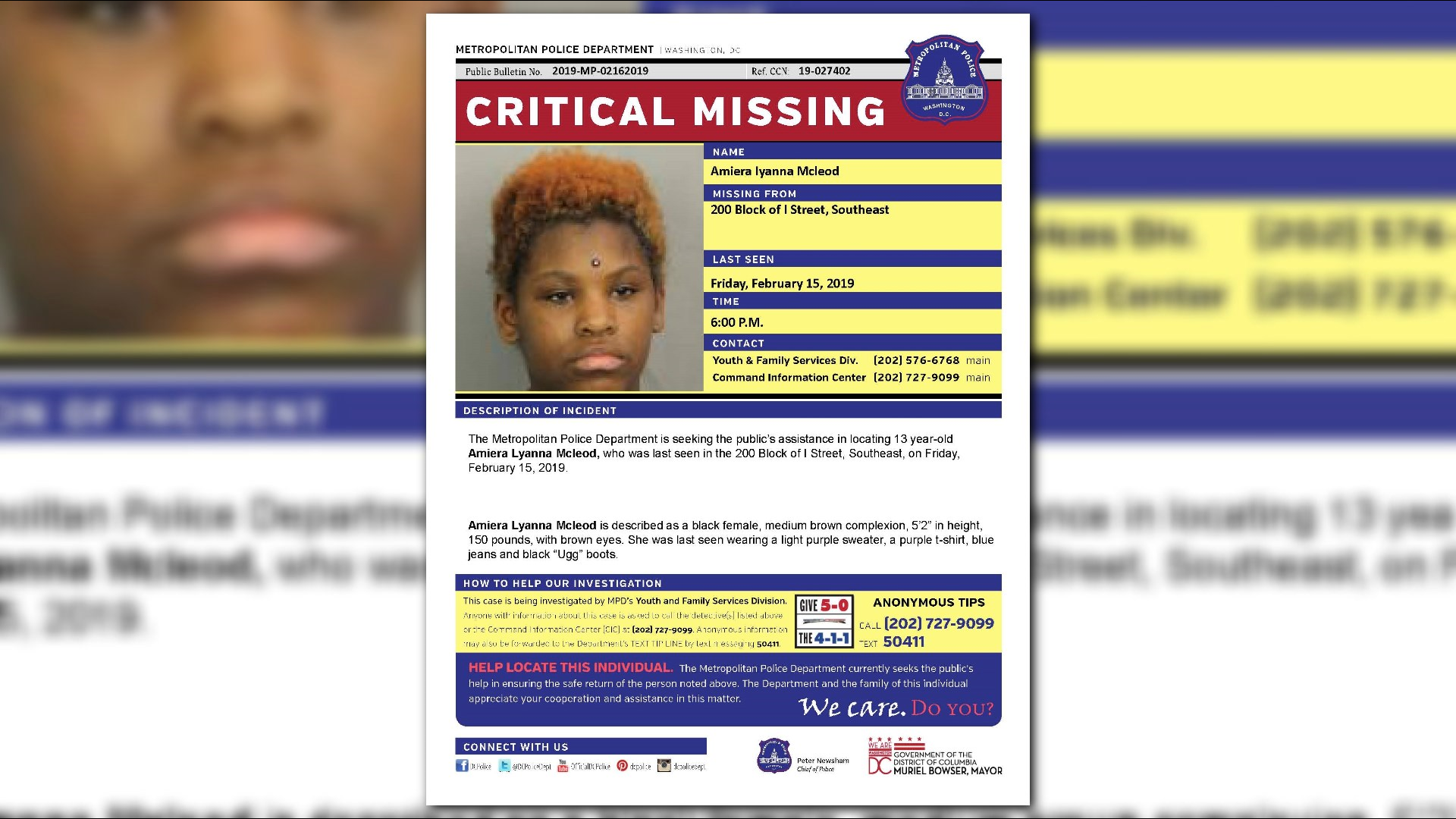 D.C. Police in search of missing 13-year-old girl | wusa9.com