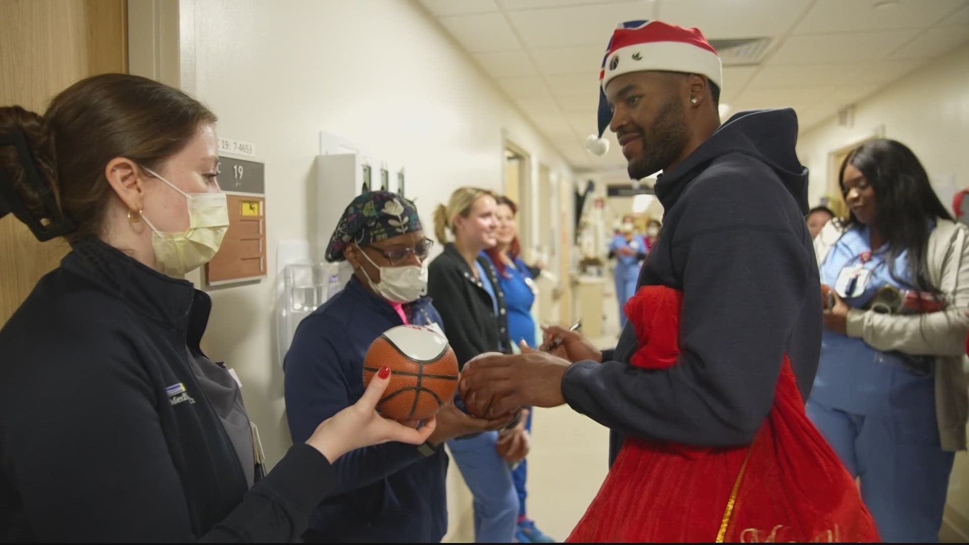 Players visited two Medstar facilities on Tuesday.