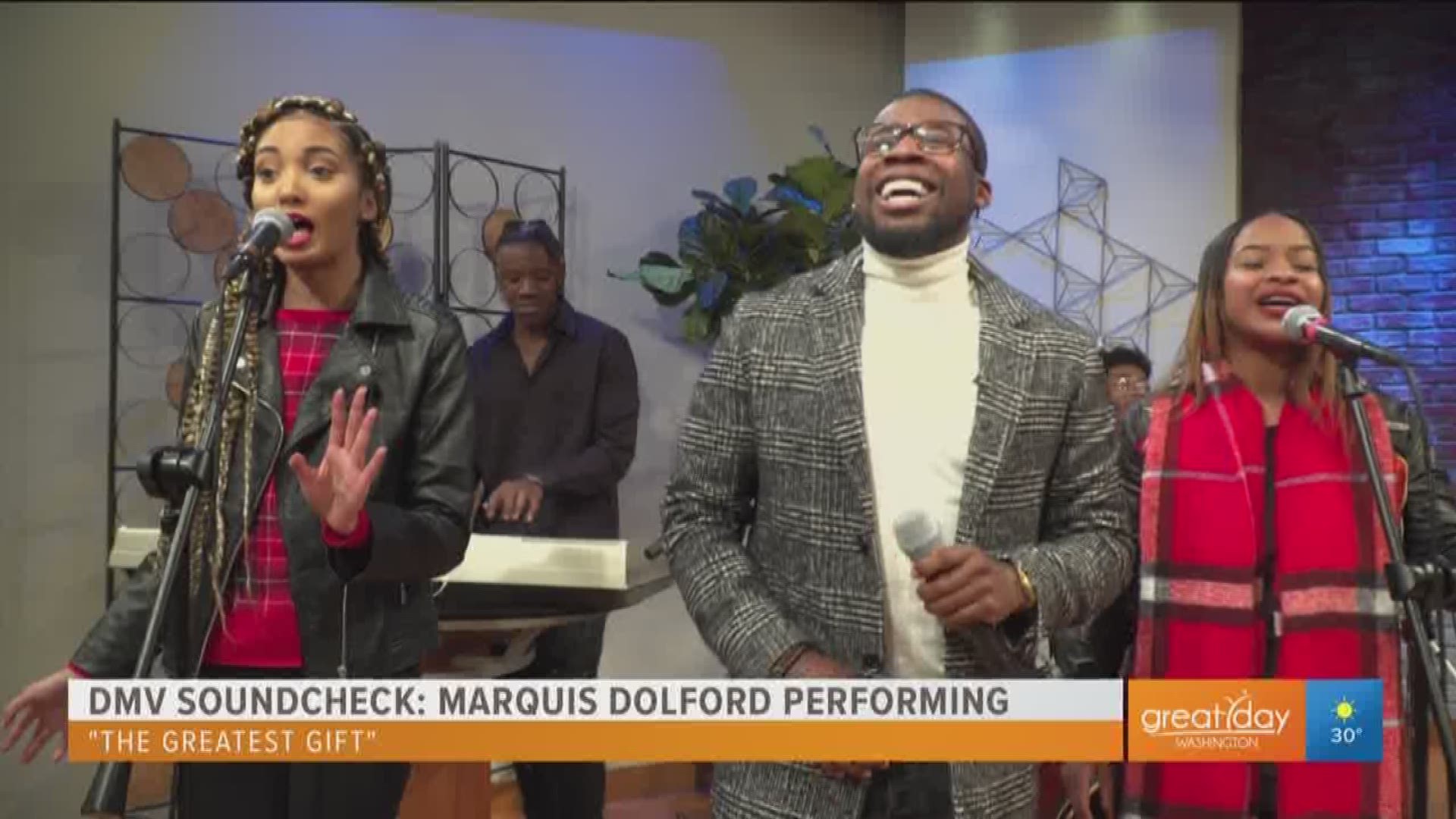Marquis Dolford returns to the Great Day stage with a captivating performance of "The Greatest Gift". This segment was sponsored by the DC OCTFME.