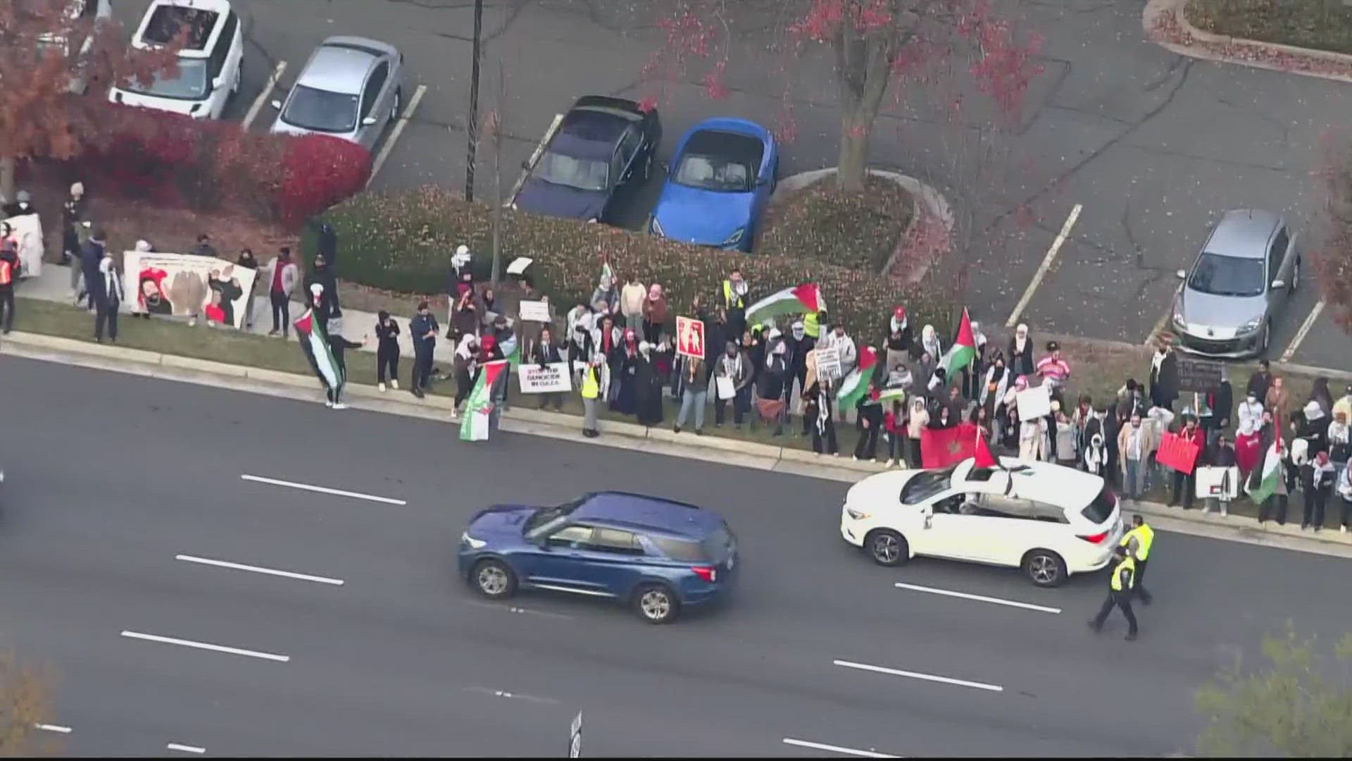 Protests were held in Georgetown and outside Tysons Corner Center.