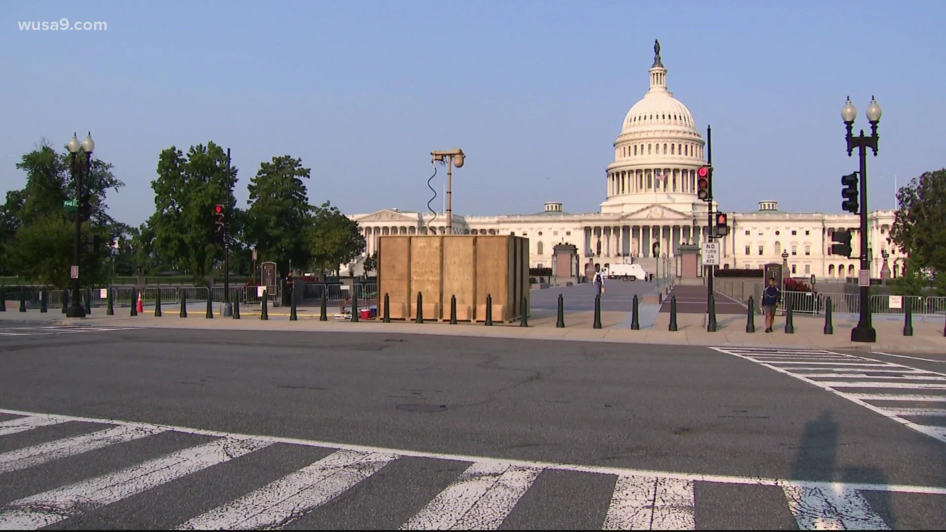 Officers were seen installing several surveillance cameras Monday morning, and a temporary fence will be installed around the Capitol this week.