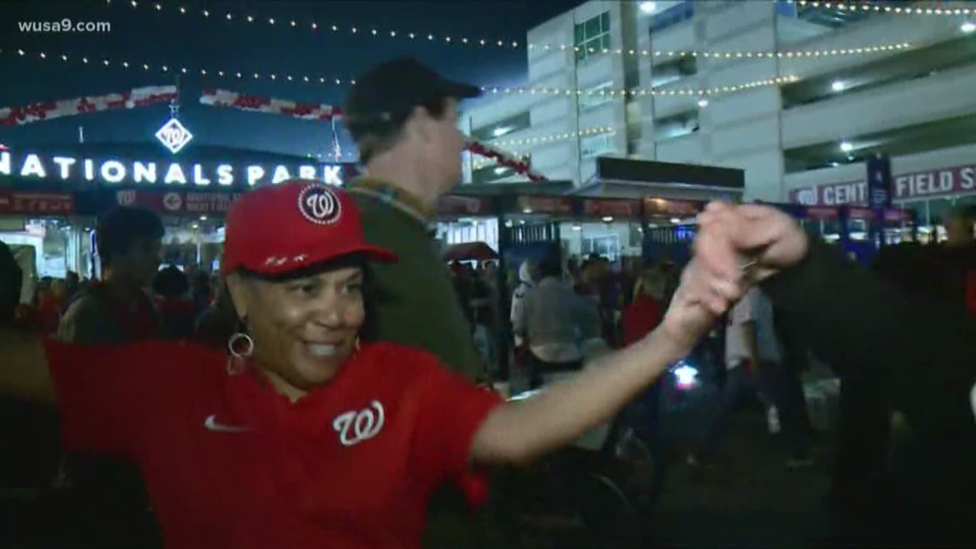 The Washington Nationals are going to the World Series and fans celebrated outside Nationals Park.
