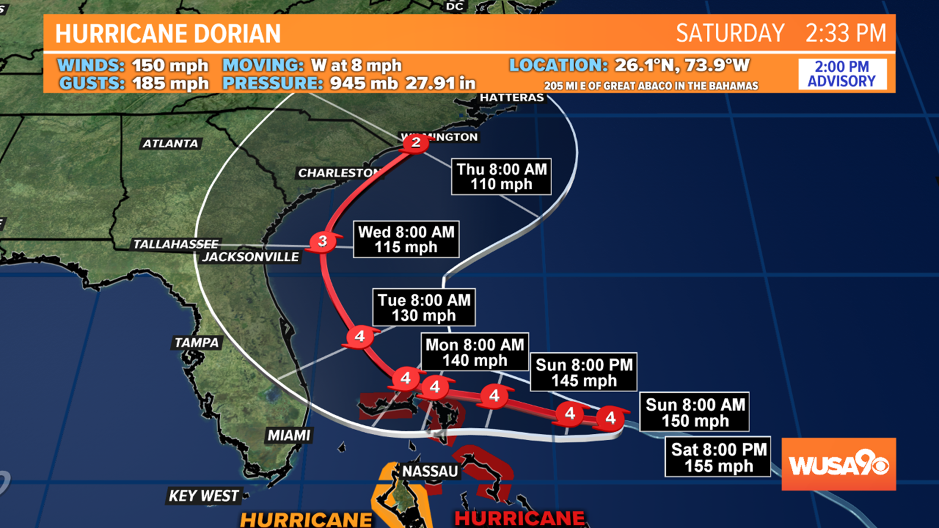 Dorian's track continues to shift east of Florida, Georgia and ...