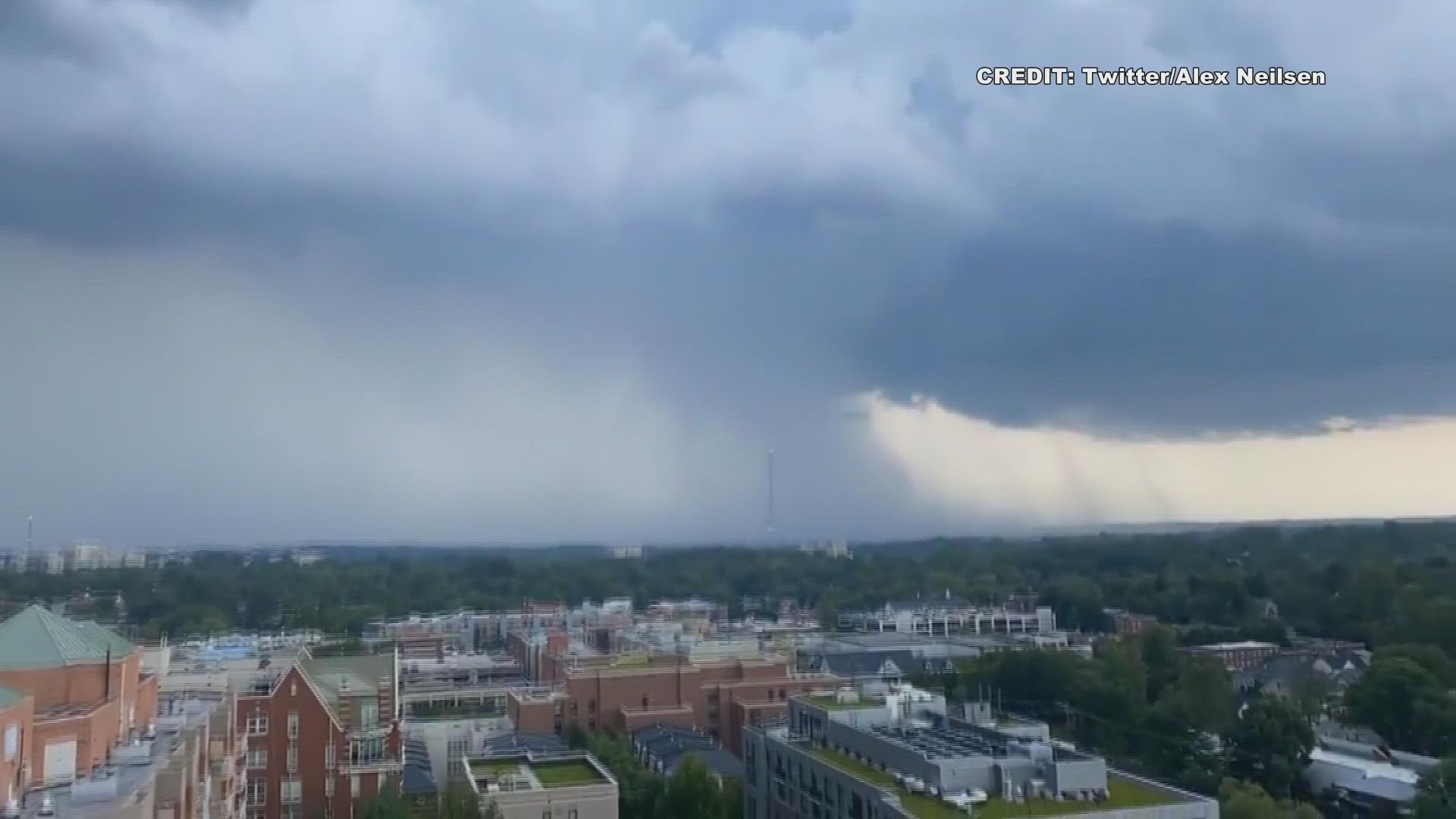 Take a look at this video showing storms heading towards downtown Bethesda, Maryland.