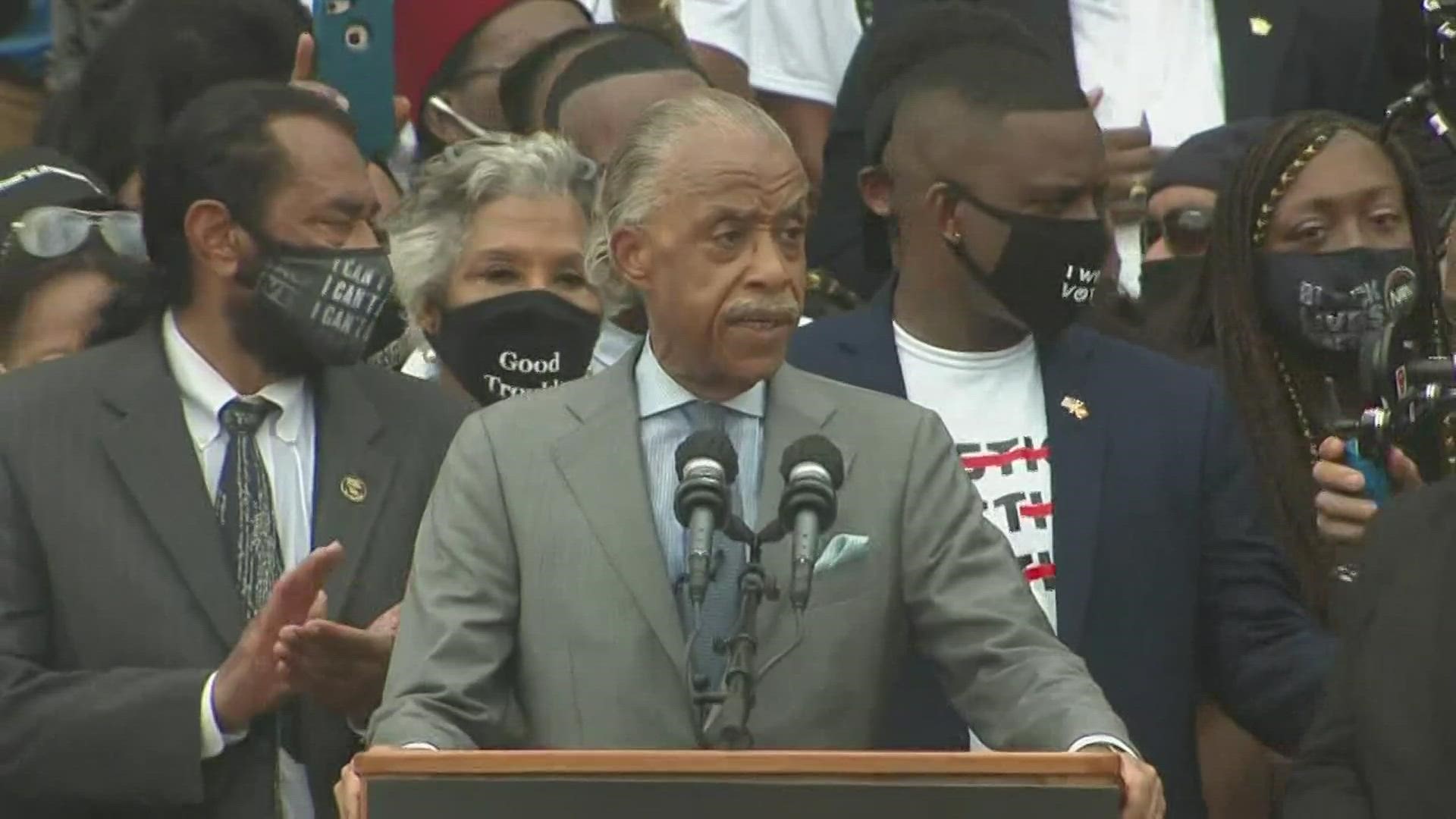 Rev. Al Sharpton, founder and president of National Action Network, speaks at the March on Washington in D.C.