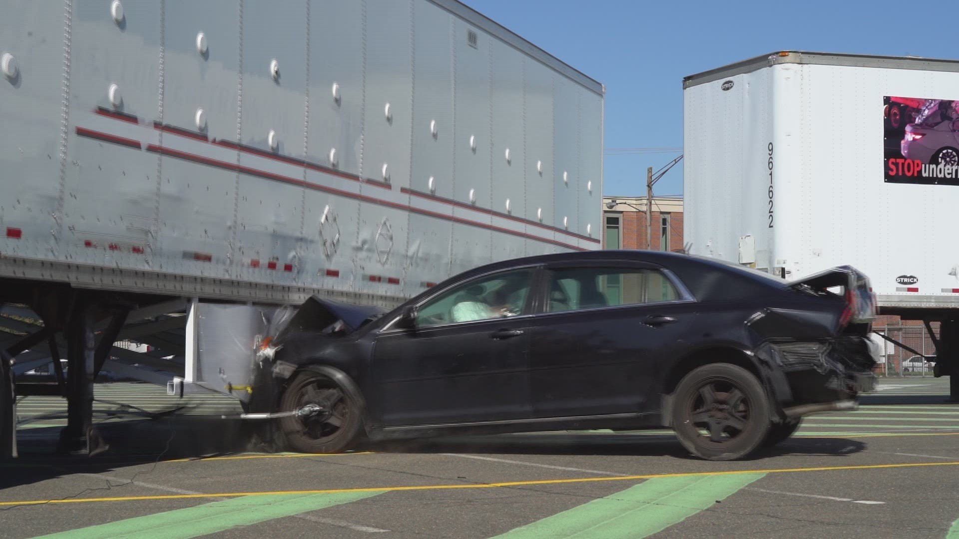 WUSA9's dramatic crash tests outside Audi Field to show dangers of semi-trailer.