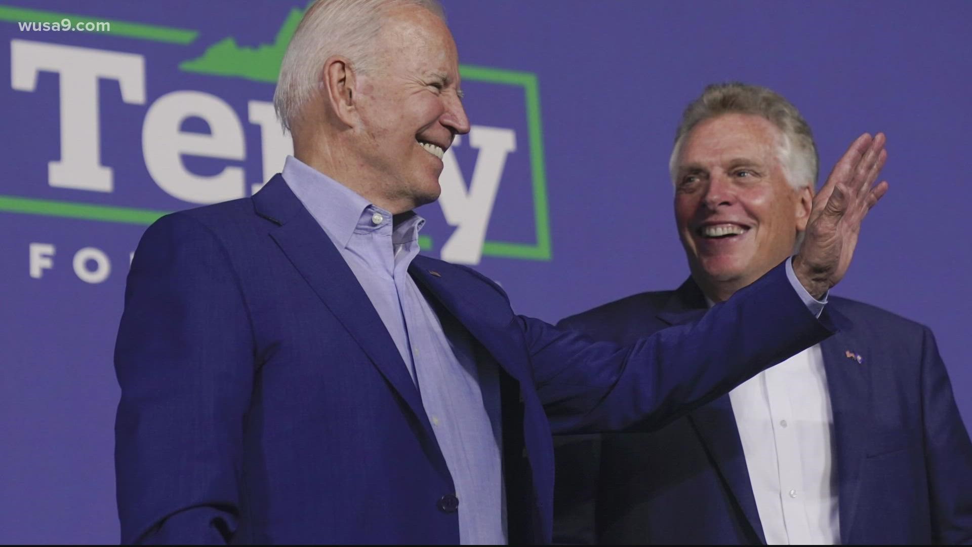 The latest survey conducted by Emerson College & Nexstar Media shows both candidates at 49%, with McAuliffe’s support remaining unchanged from the poll's Sept. data