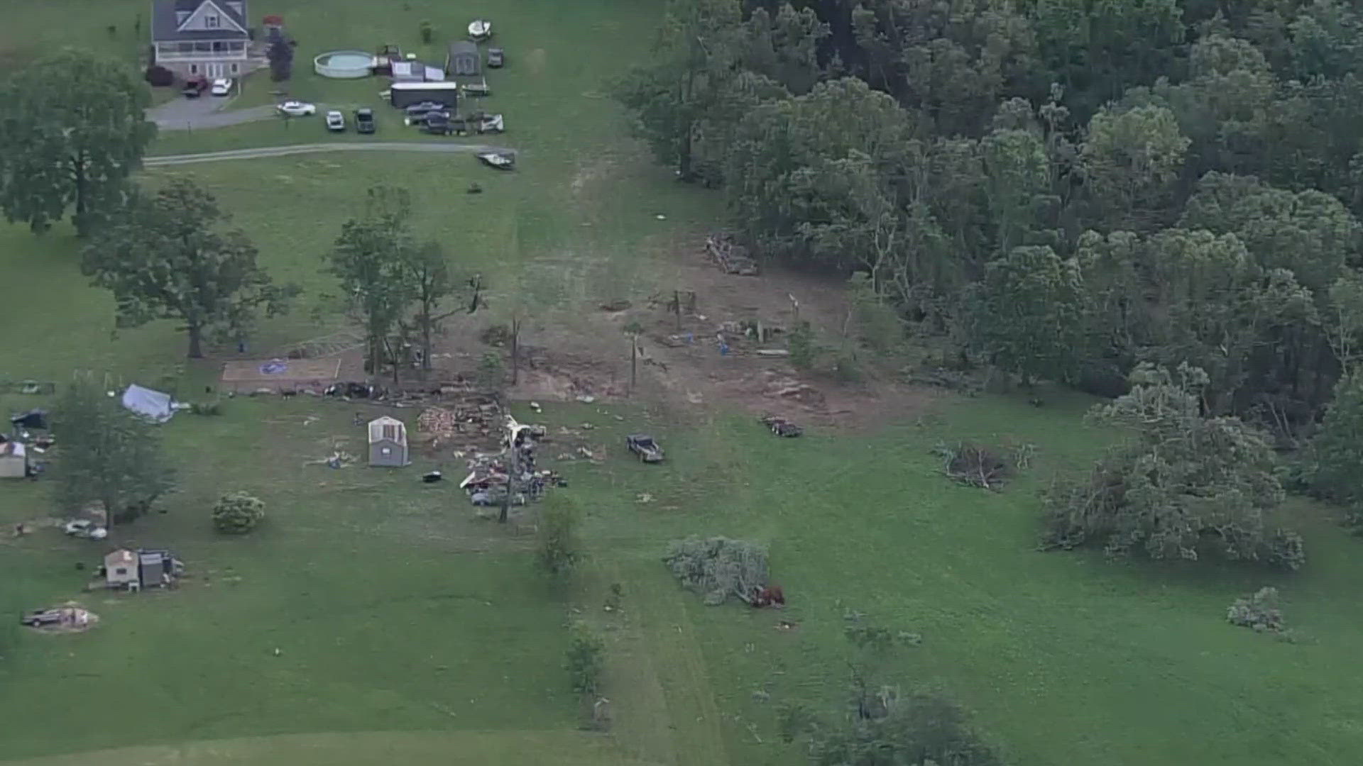 An NWS ground survey of storm damage in the Rixeyville area confirmed that the rotating severe thunderstorm developed a tornado.