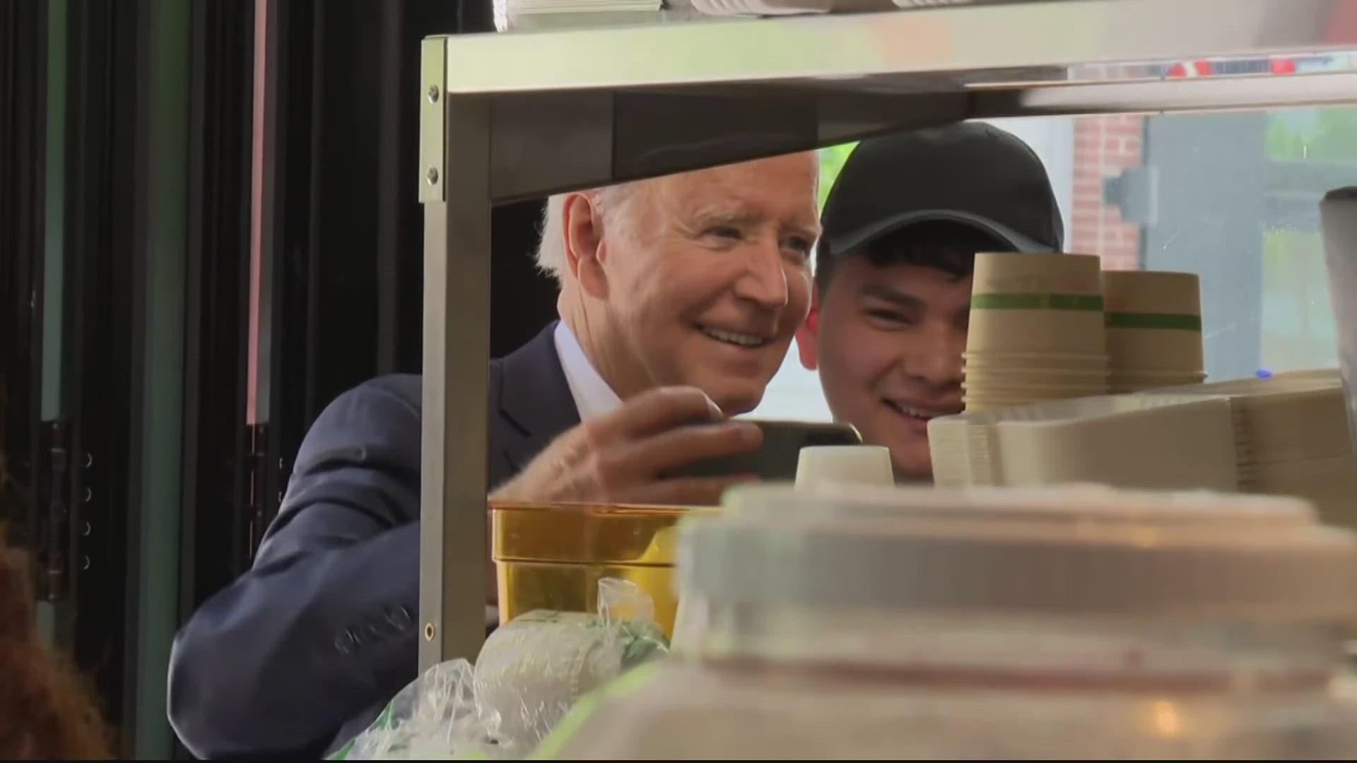 President Joe Biden celebrated Cinco de Mayo on Friday by stepping out for quesadilla and tacos at a food hall in Washington.