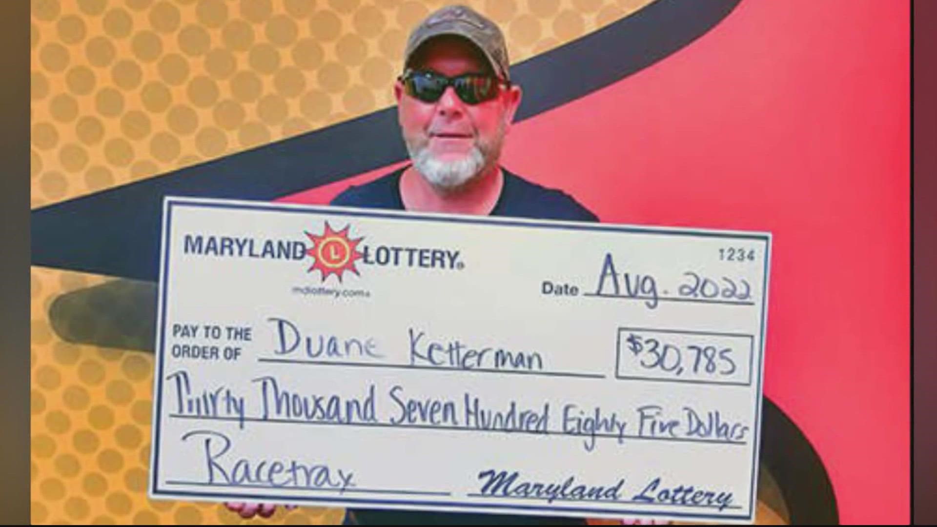 Powerline technician Duane Ketterman regularly crosses the state line to work in Maryland and buys lottery tickets on his visits, according to a news release.