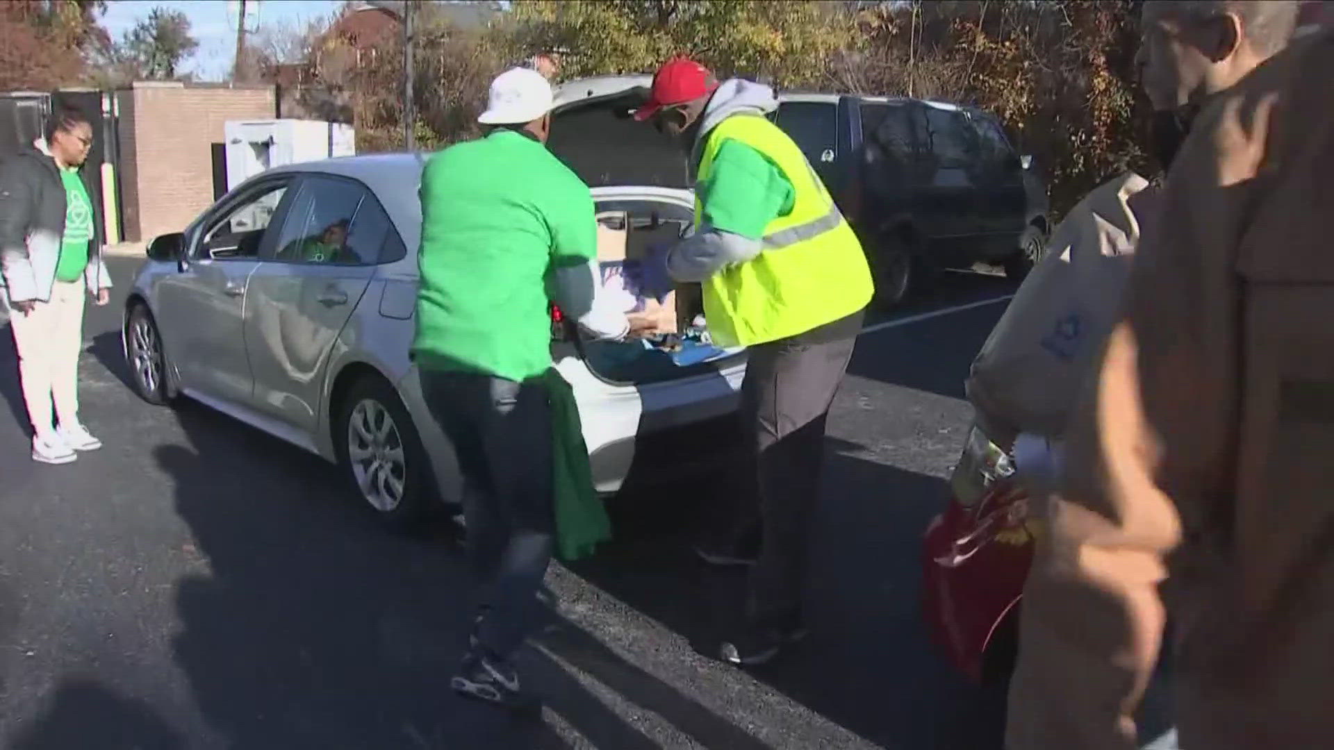 Neighbors took home free turkeys, fresh produce, and all the fixings for a Thanksgiving feast.