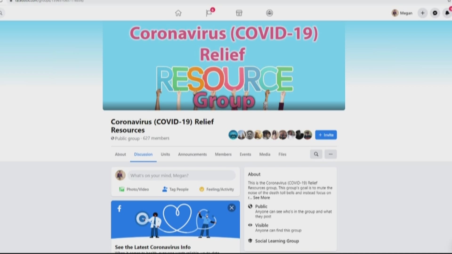 A Facebook group called "Coronavirus Relief Resources" wants to help people find resources during the coronavirus pandemic.
