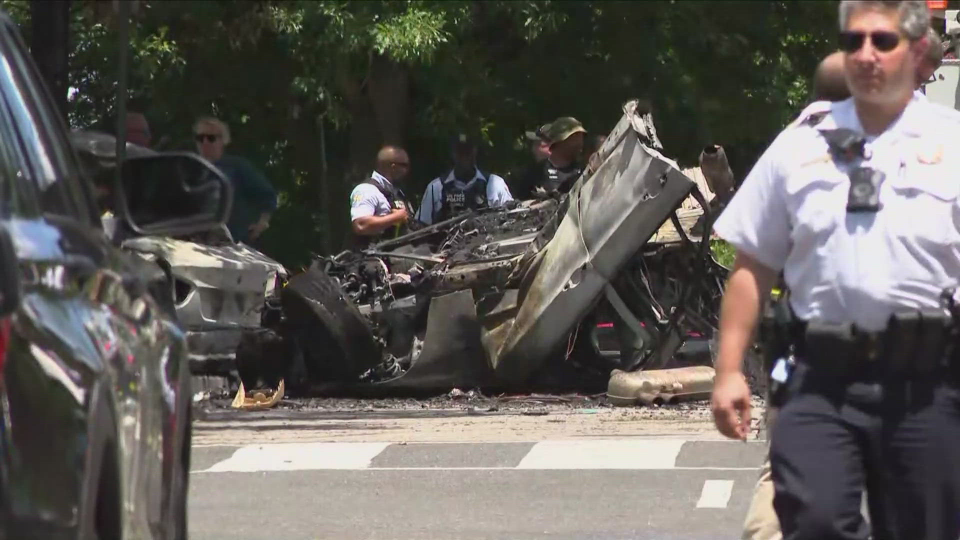 Two people were killed in a crash in Southeast D.C. on Tuesday after a lengthy police chase from Anne Arundel County.