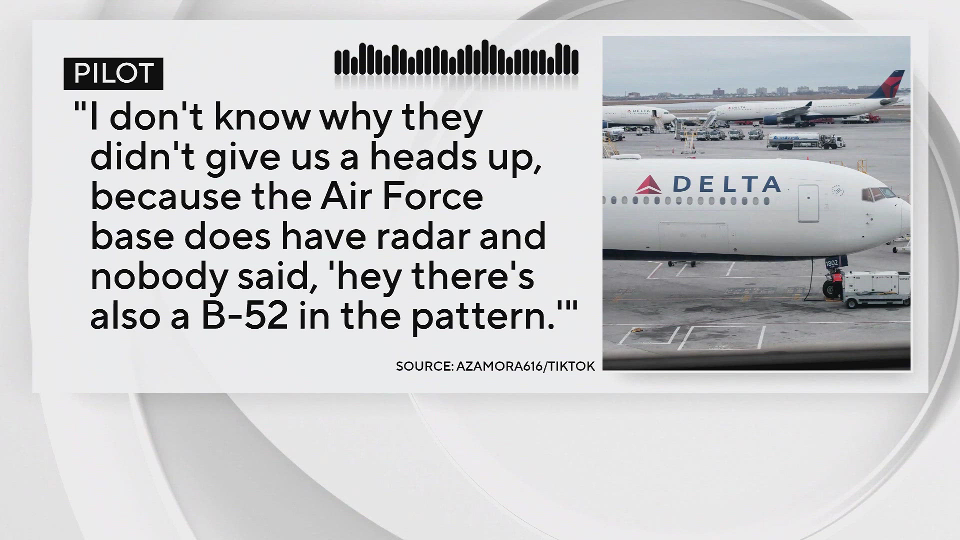 The pilot was forced to make a sudden maneuver to avoid hitting a B-52 bomber. 