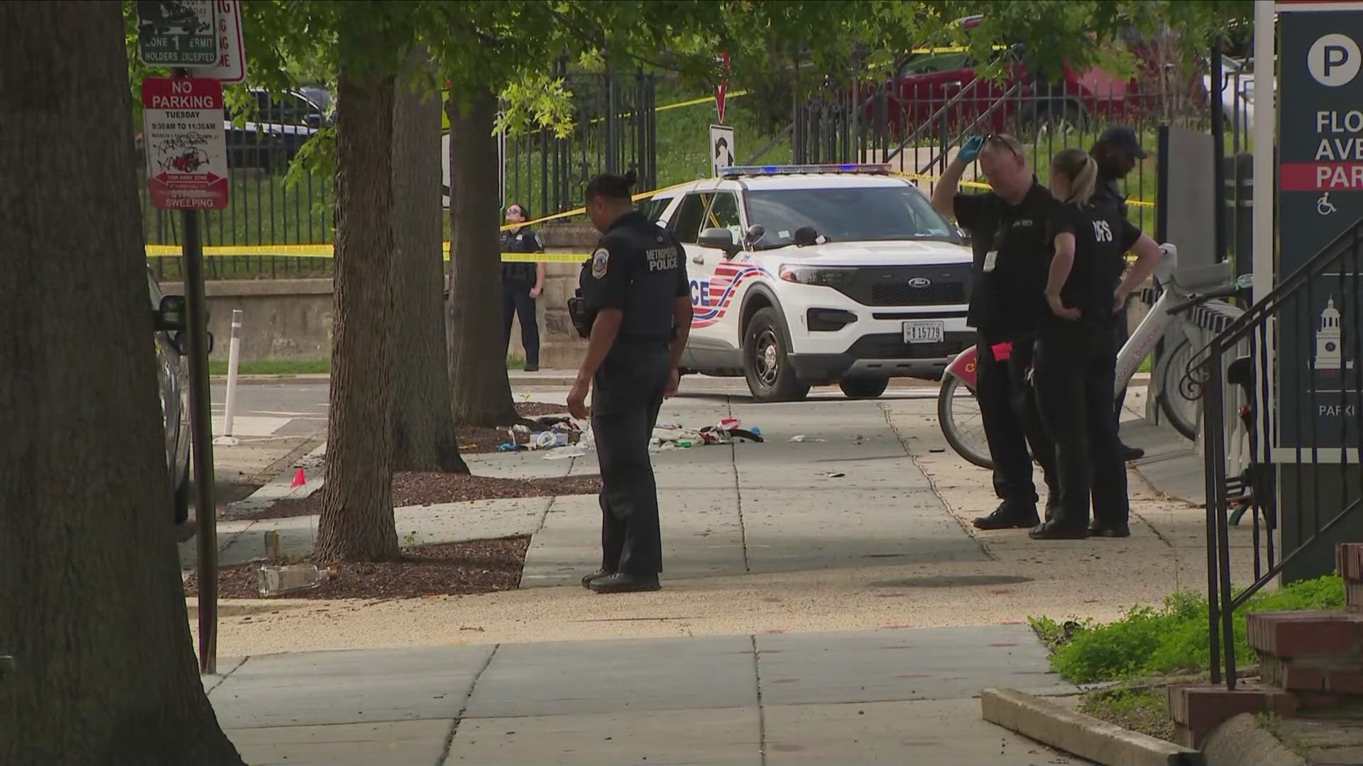 Police are looking for two young people wearing all black clothing in connection to the shooting. 